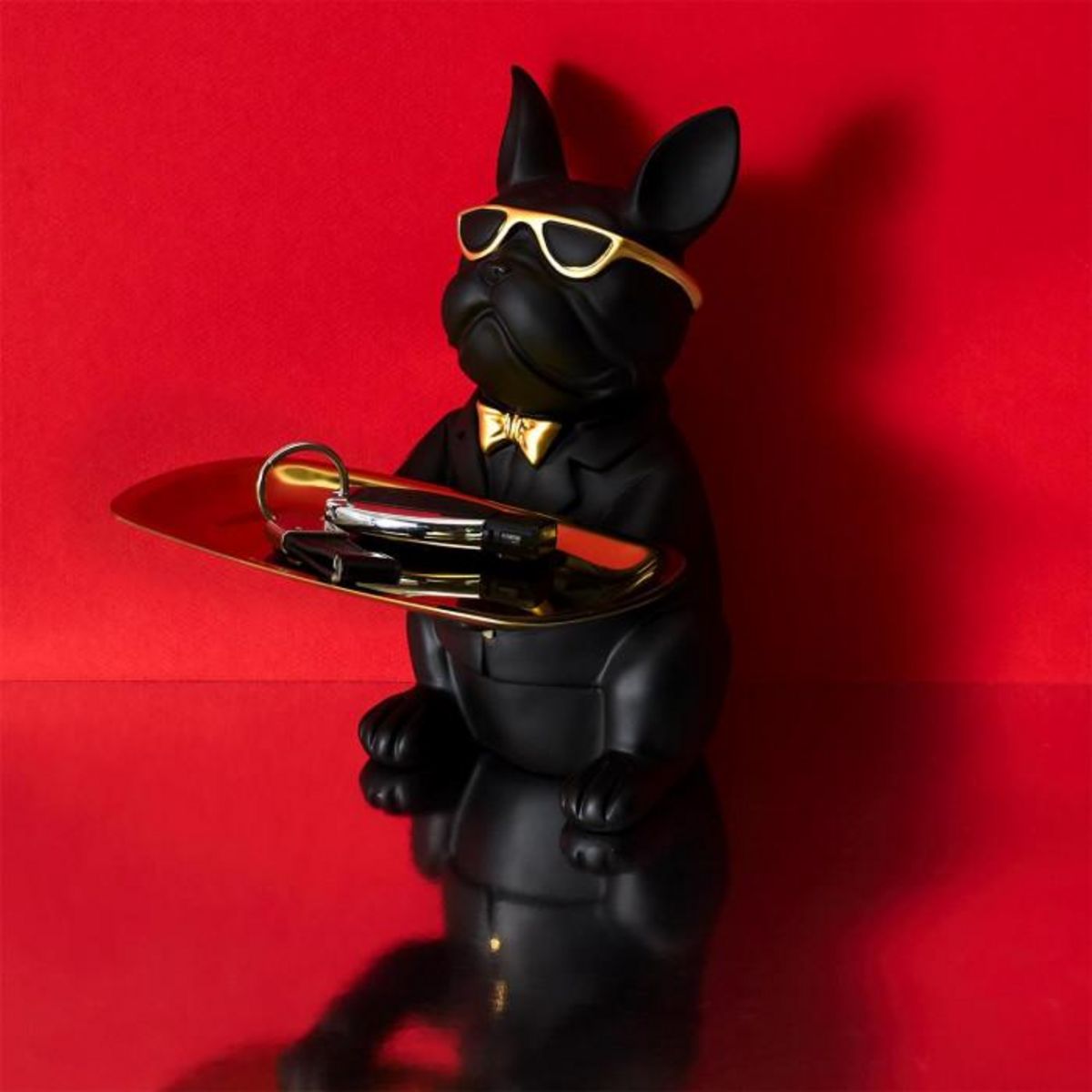 Paris Prix Statuette & Vide-Poche  Bulldog  21cm Noir