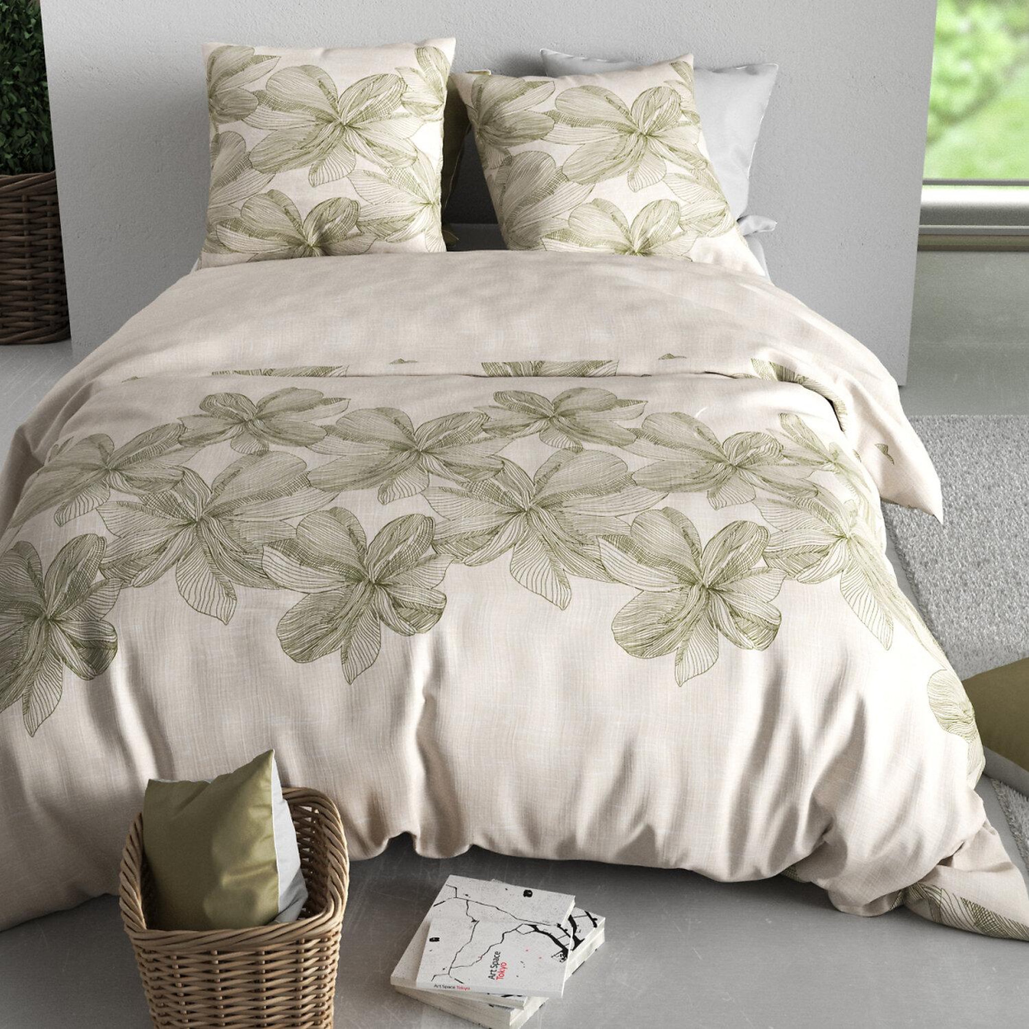 Voir la diapositive 3 : ATELIER DU COTON Parure housse de couette imprimée 100% coton 57fils mila