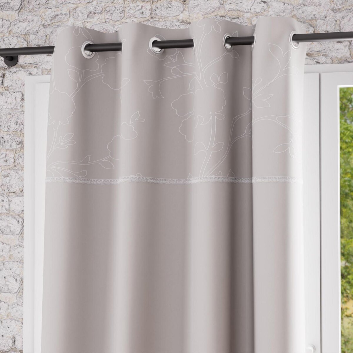 SOLEIL D'OCRE Rideau à oeillets en coton 135x250 cm ROMANCE, par Soleil d'Ocre