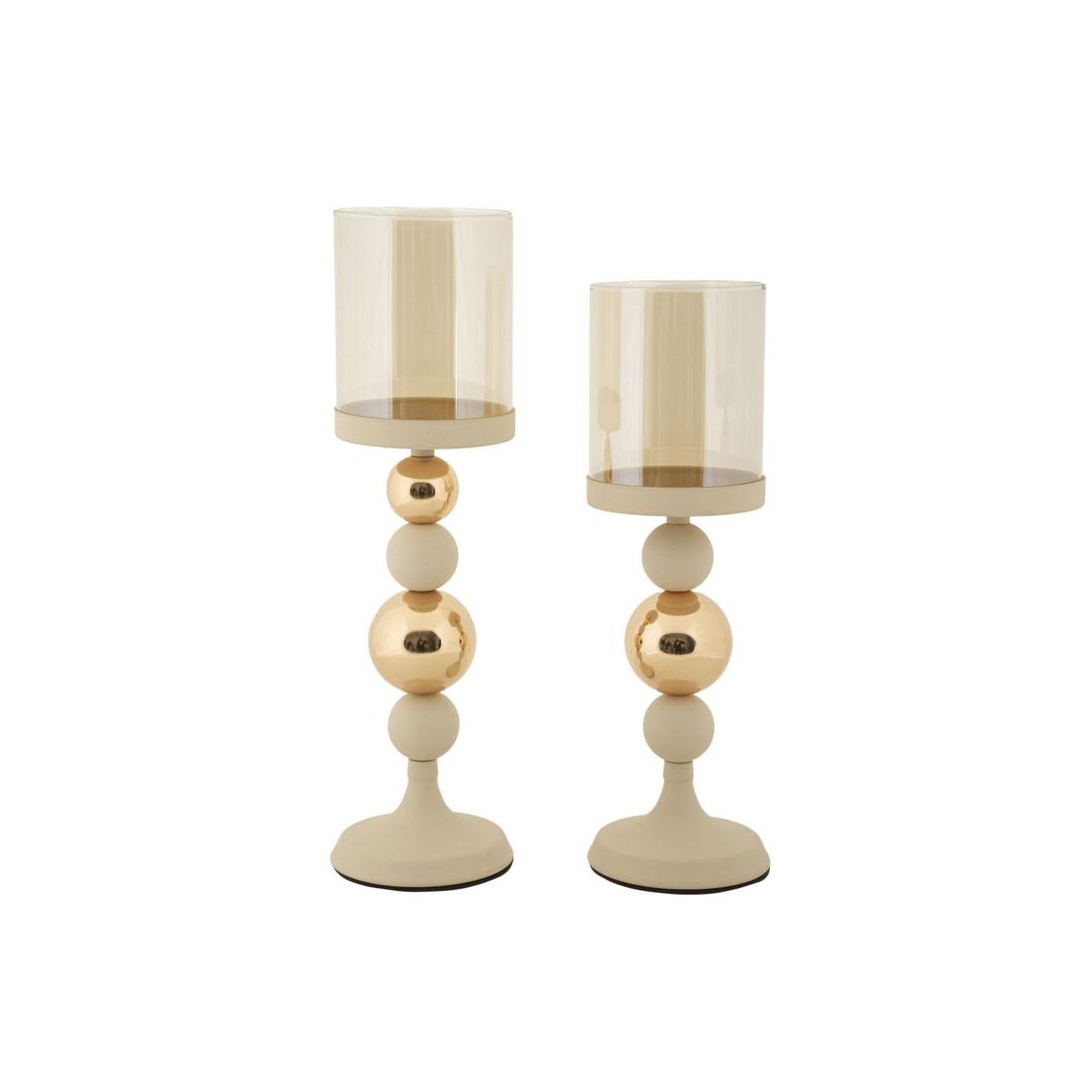Paris Prix Lot de 2 Bougeoirs Design  Strek  36cm Crème & Or