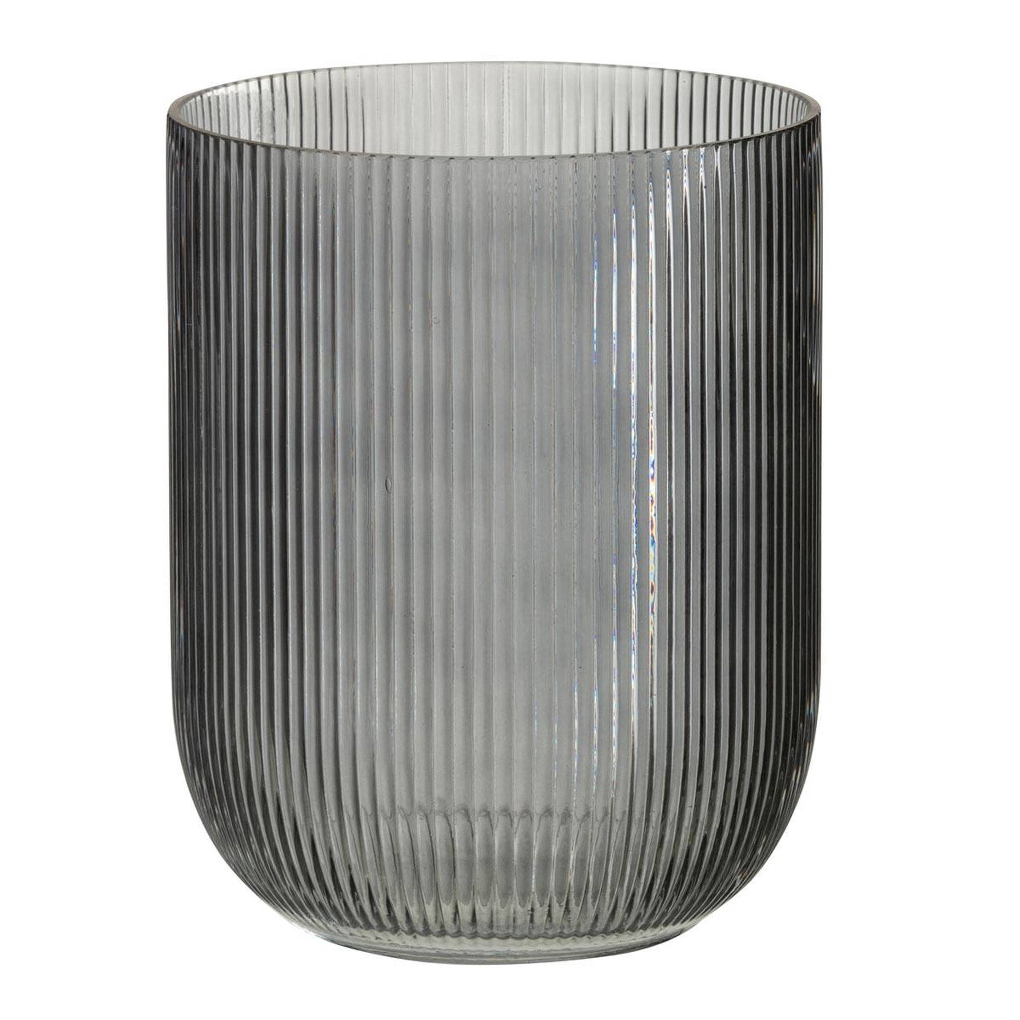 J-LINE Vase design en verre  ligné  21cm noir