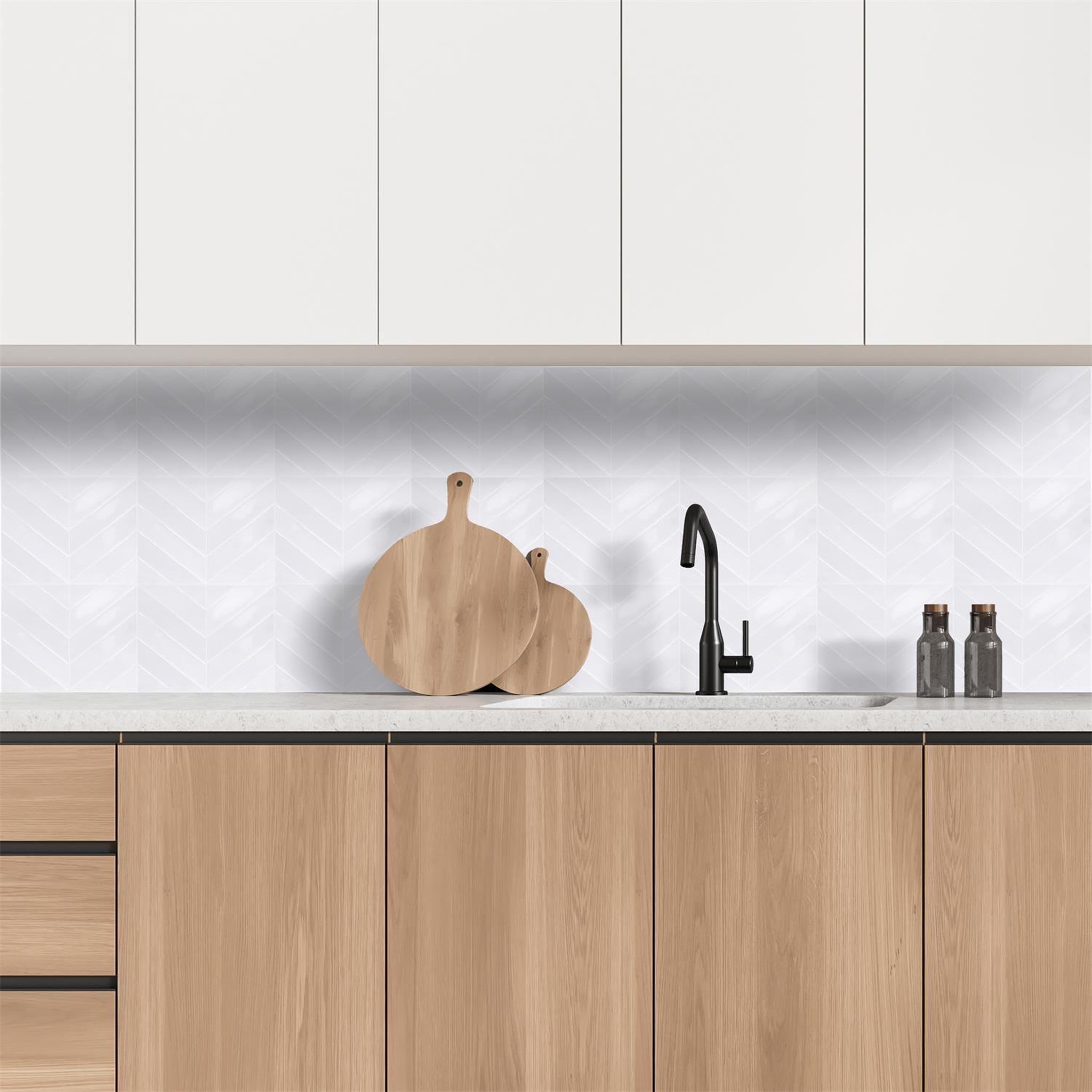 Voir la diapositive 2 : The Home Deco Factory 4 crédences adhésives motifs chevrons effet zellige
