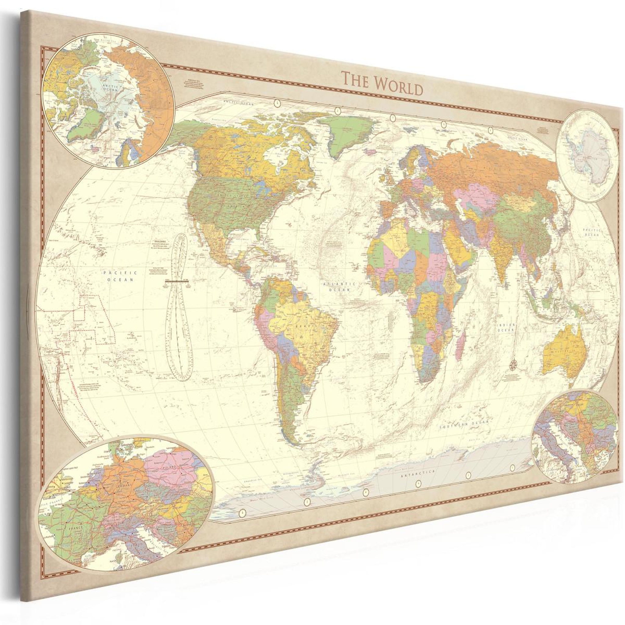 Voir la diapositive 1 : Paris Prix Tableau imprimé  cream world map