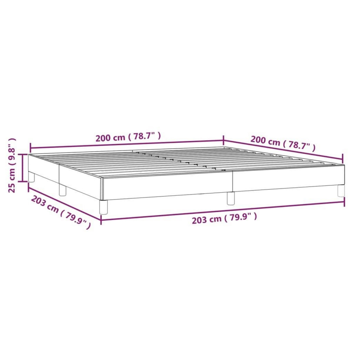 VIDAXL Cadre de lit sans matelas gris fonce 200x200 cm velours