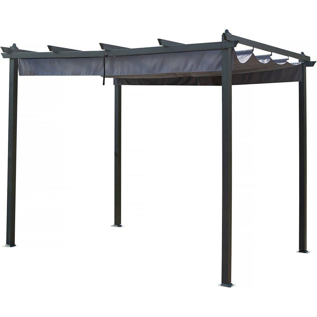 Habitat et Jardin Pergola en aluminium avec toit rétractable - 3 x 4 m - Gris anthracite