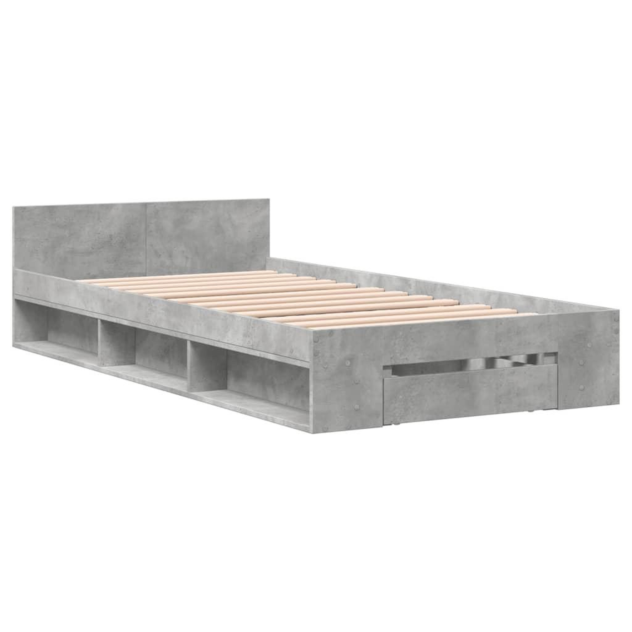 Voir la diapositive 3 : VIDAXL Cadre de lit avec tiroir sans matelas gris beton 90x200 cm