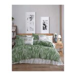 GENERIQUE Parure de lit - 1 housse de couette 220 x 240 cm + 2 taies d'oreiller 60 x 60 cm - 100% coton renforcé - Vert