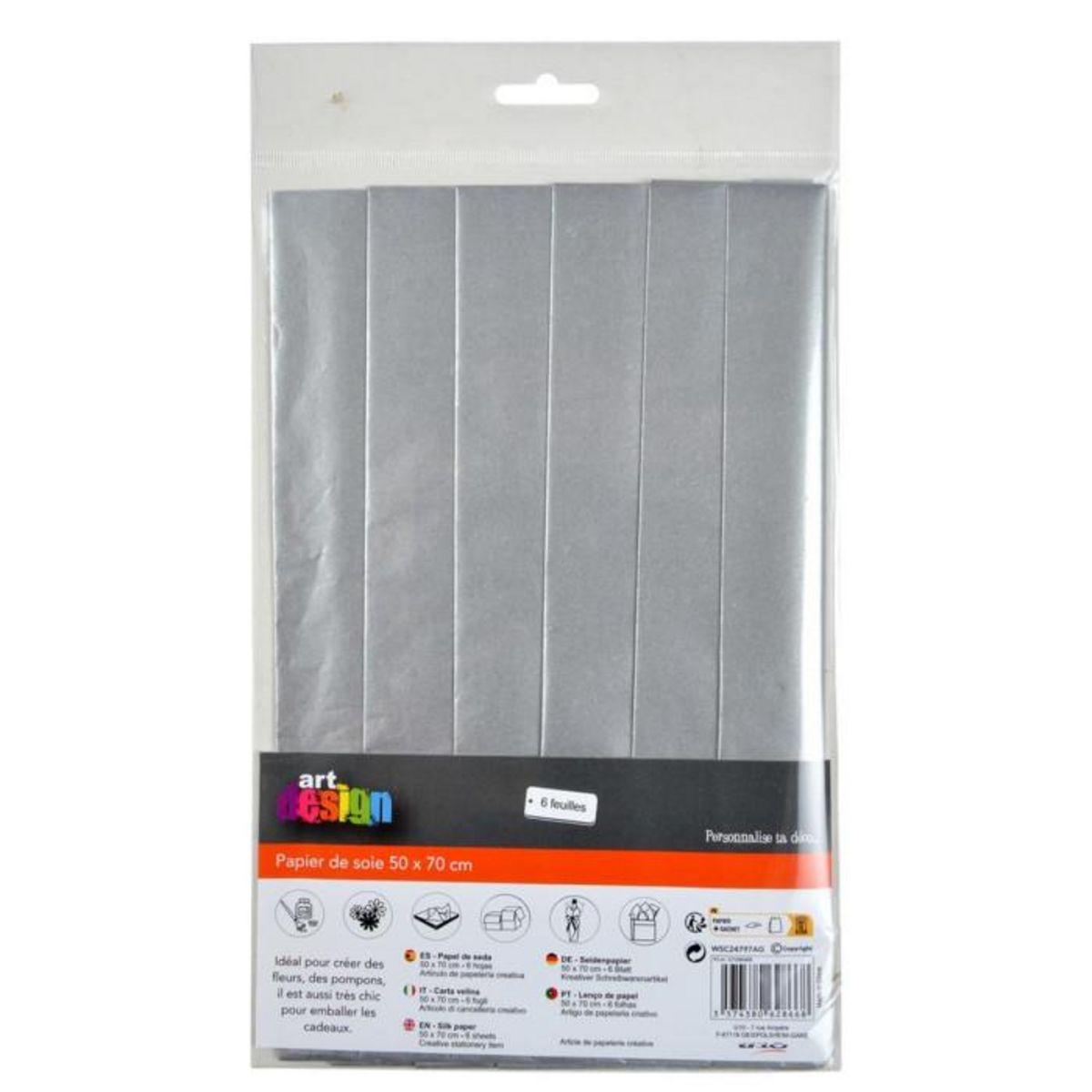 Paris Prix Lot de 6 Feuilles Papier de Soie  Cadeau  50x70cm Argent