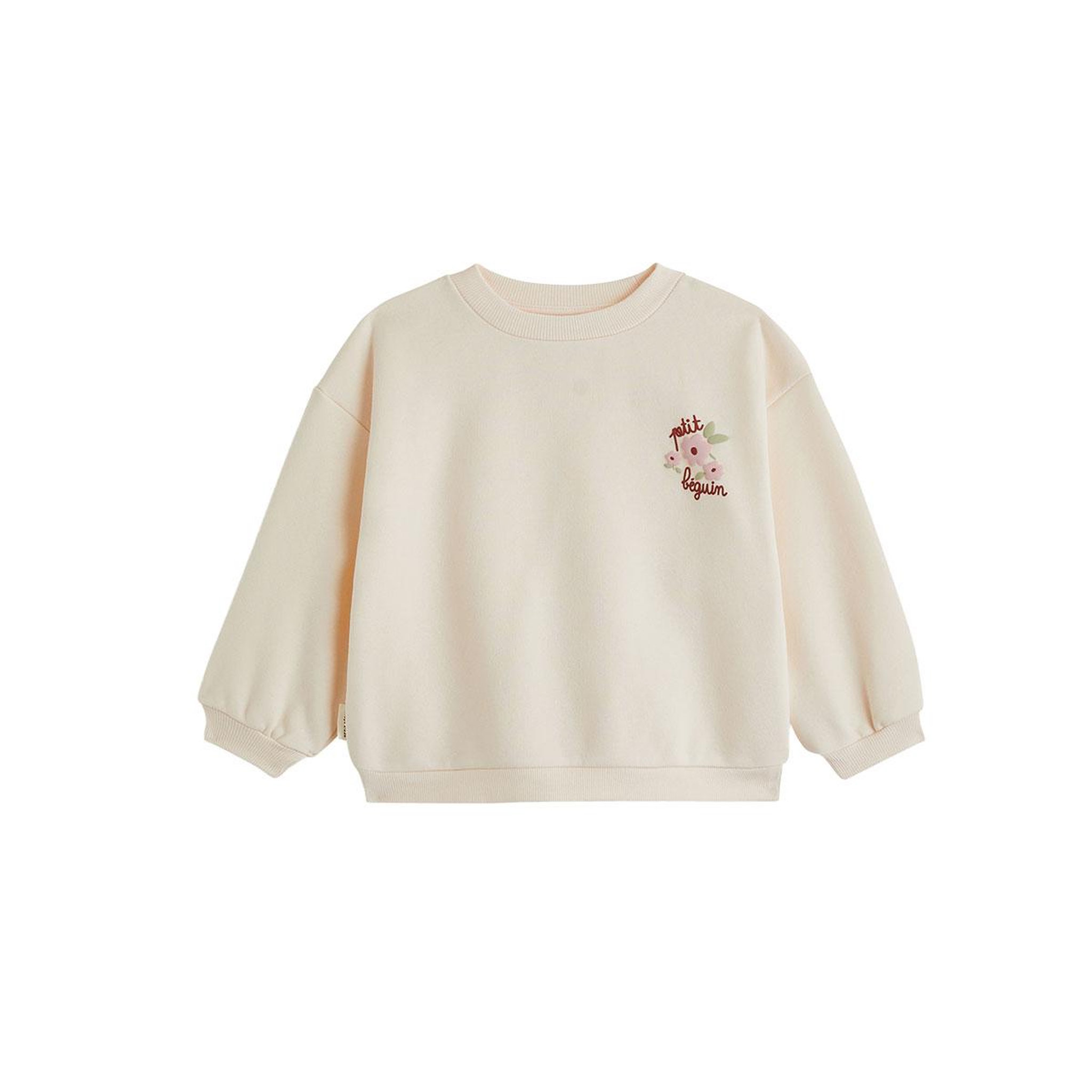 PETIT BEGUIN Sweat en molleton Marguerite. Coloris disponibles : Beige
