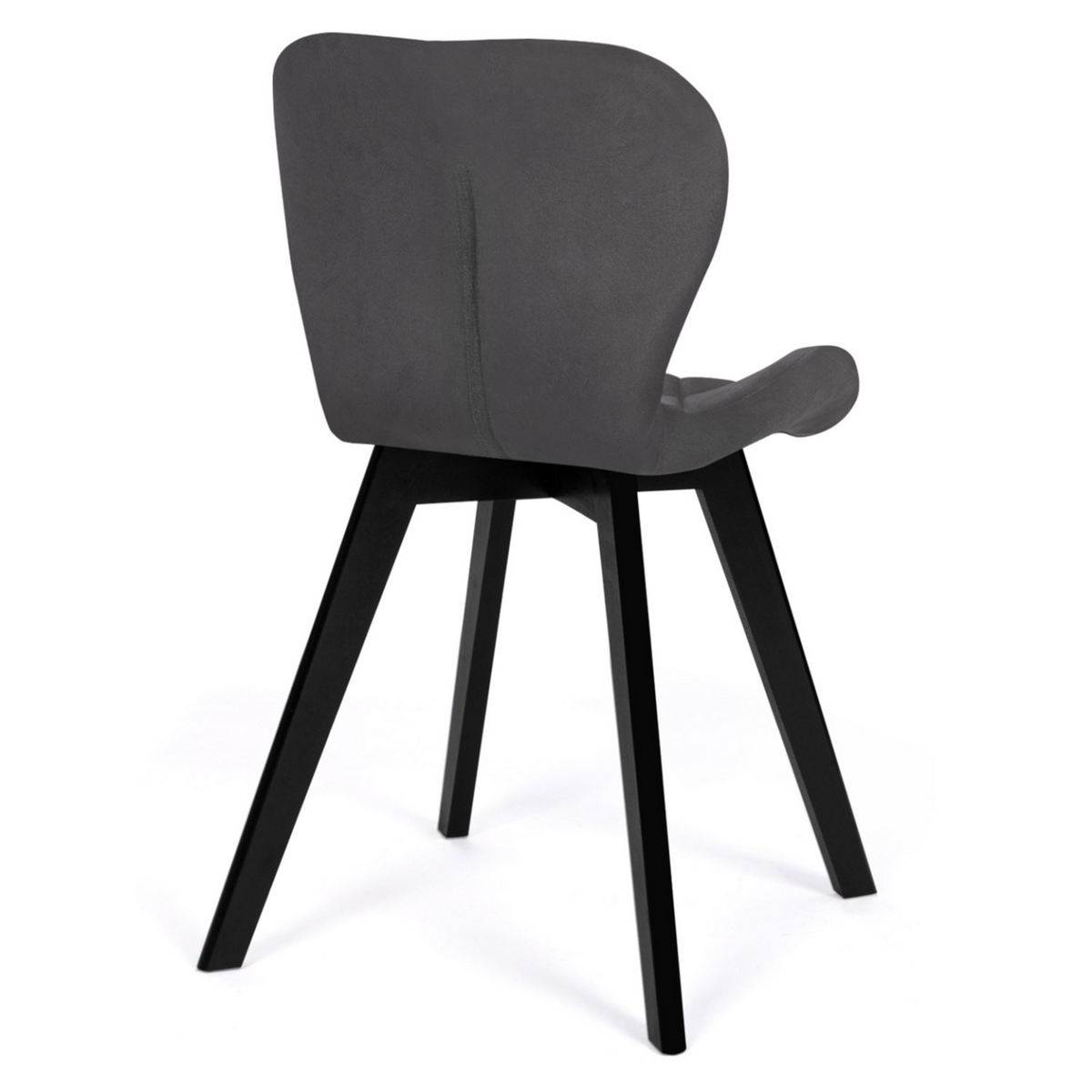 ID MARKET Lot de 4 chaises ROBINE en velours gris foncé pieds noirs