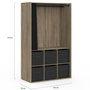 Voir la diapositive 4 : ID MARKET Dressing penderie DIANE 104 x 50 x 172 cm hêtre avec 6 boites de rangement + rideau noir