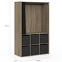 Voir la diapositive 4 : ID MARKET Dressing penderie DIANE 104 x 50 x 172 cm hêtre avec 6 boites de rangement + rideau noir