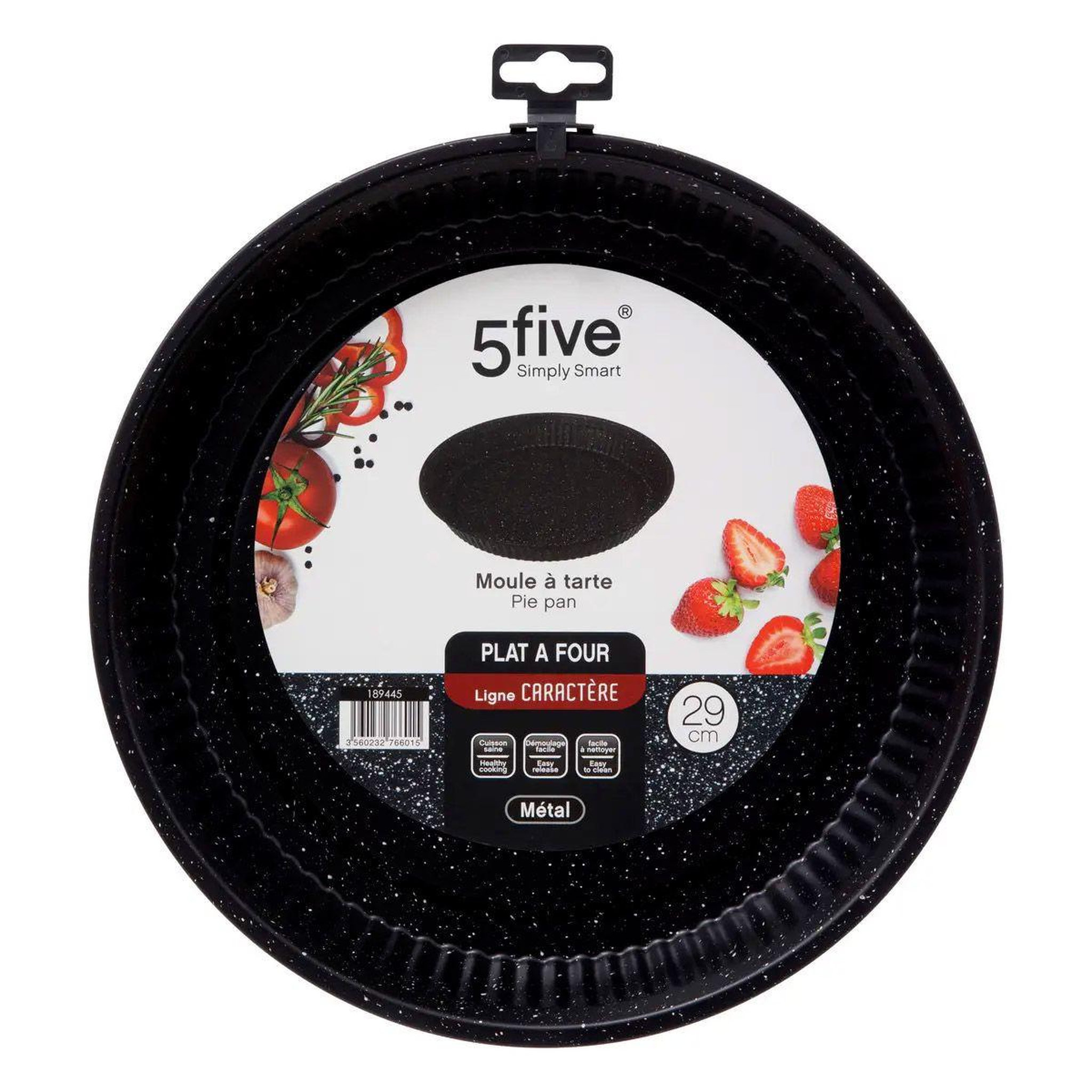 Voir la diapositive 3 : FIVE Plat à tarte  caractère  29cm noir