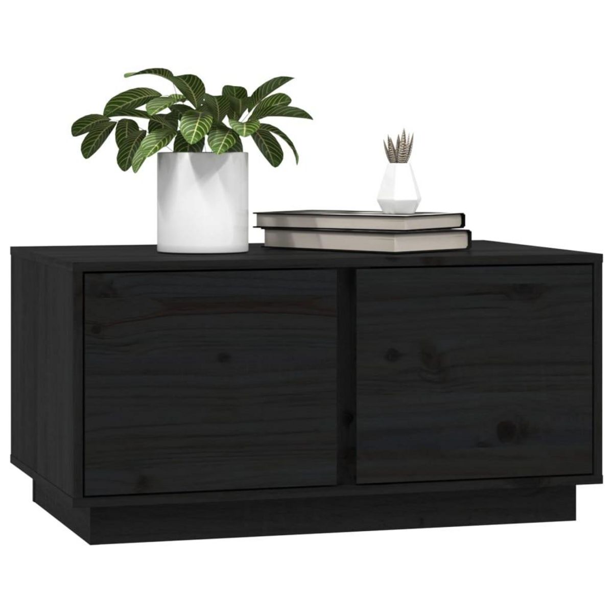 VIDAXL Table basse Noir 80x50x40 cm Bois massif de pin