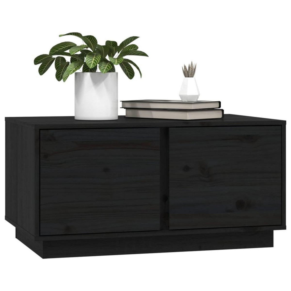 VIDAXL Table basse Noir 80x50x40 cm Bois massif de pin