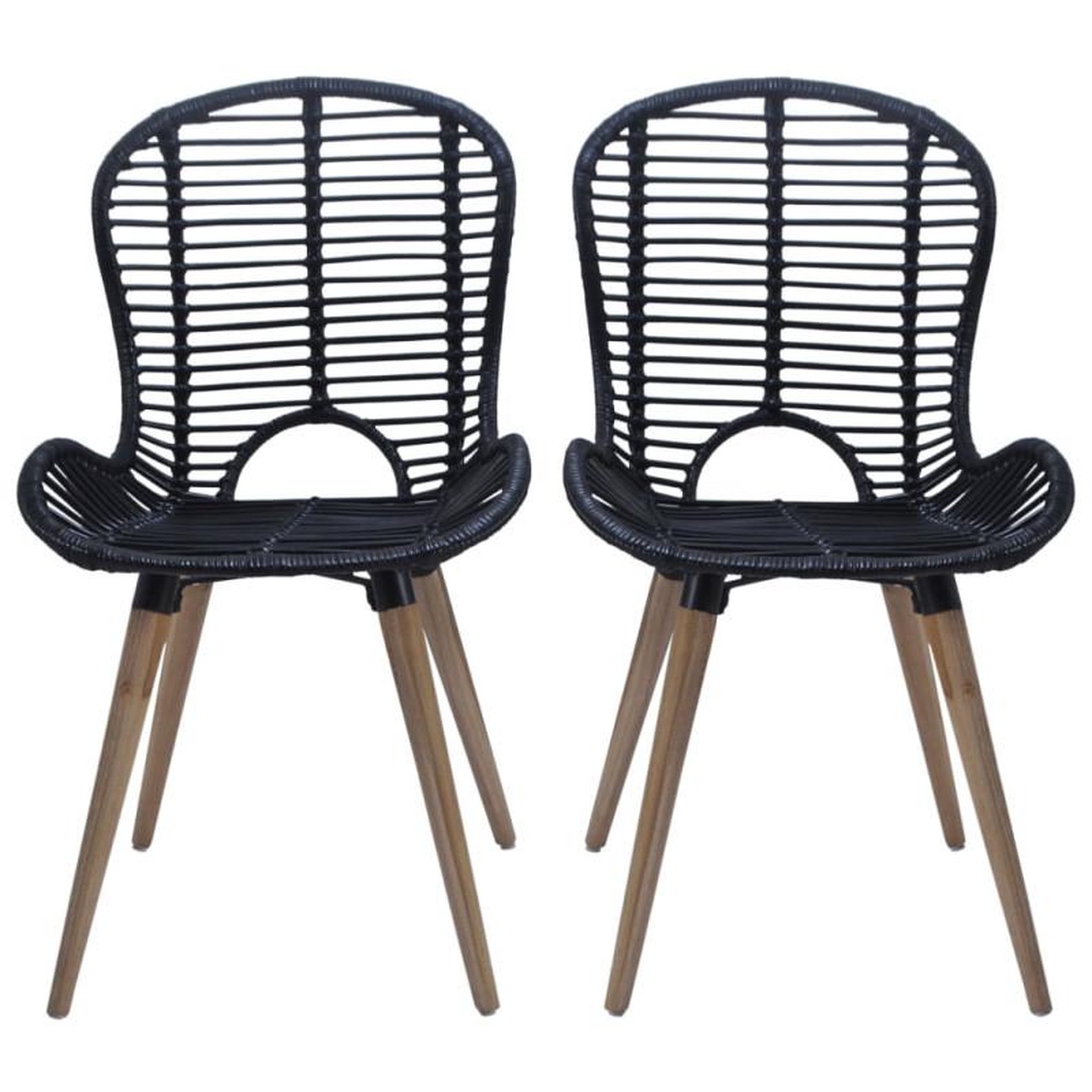 Voir la diapositive 2 : VIDAXL Chaises à manger lot de 2 noir rotin naturel
