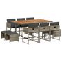 Voir la diapositive 2 : VIDAXL Ensemble a manger de jardin 11pcs avec coussins gris poly rotin