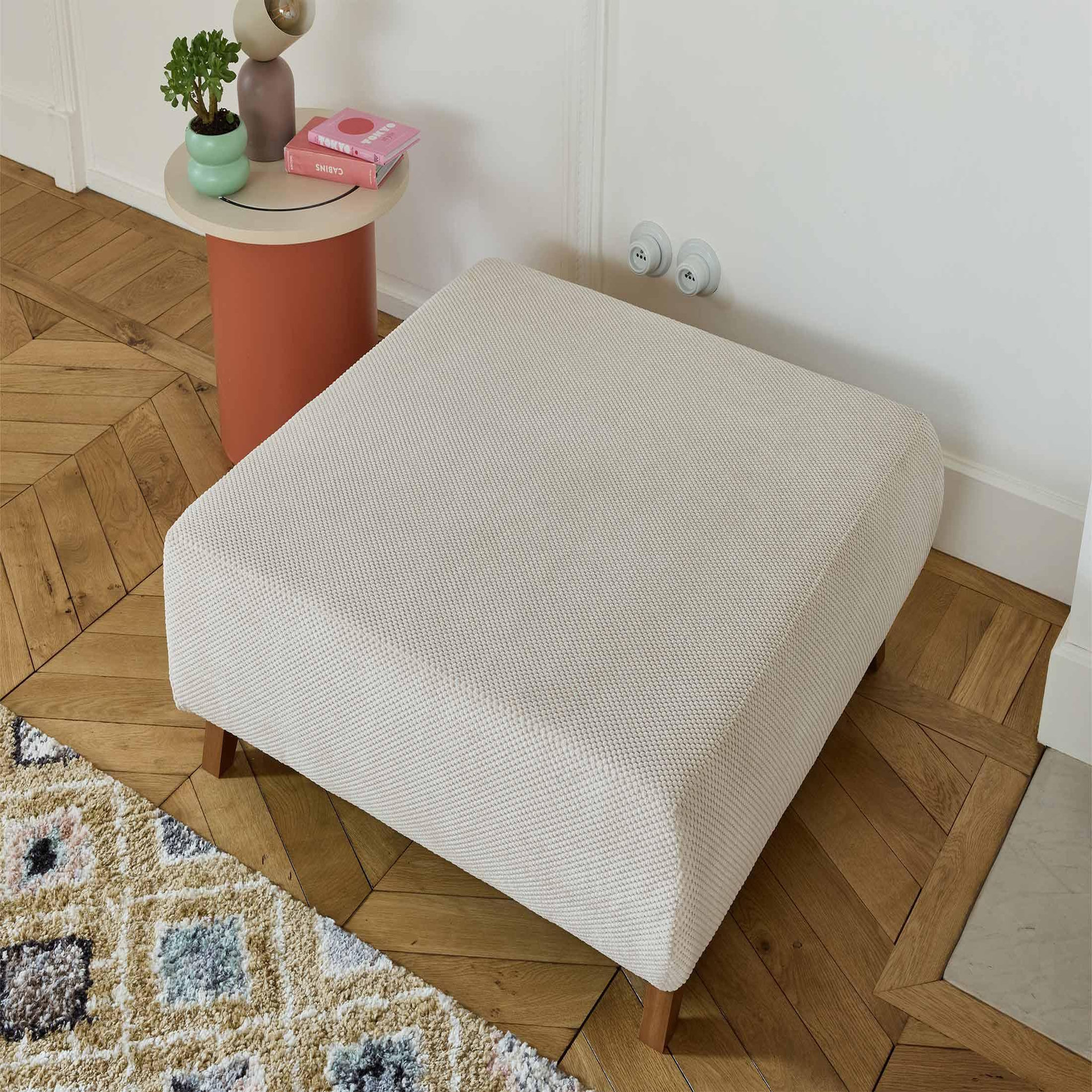 Voir la diapositive 4 : BEST MOBILIER Cristal - pouf modulable - 95 cm - en velours texturé