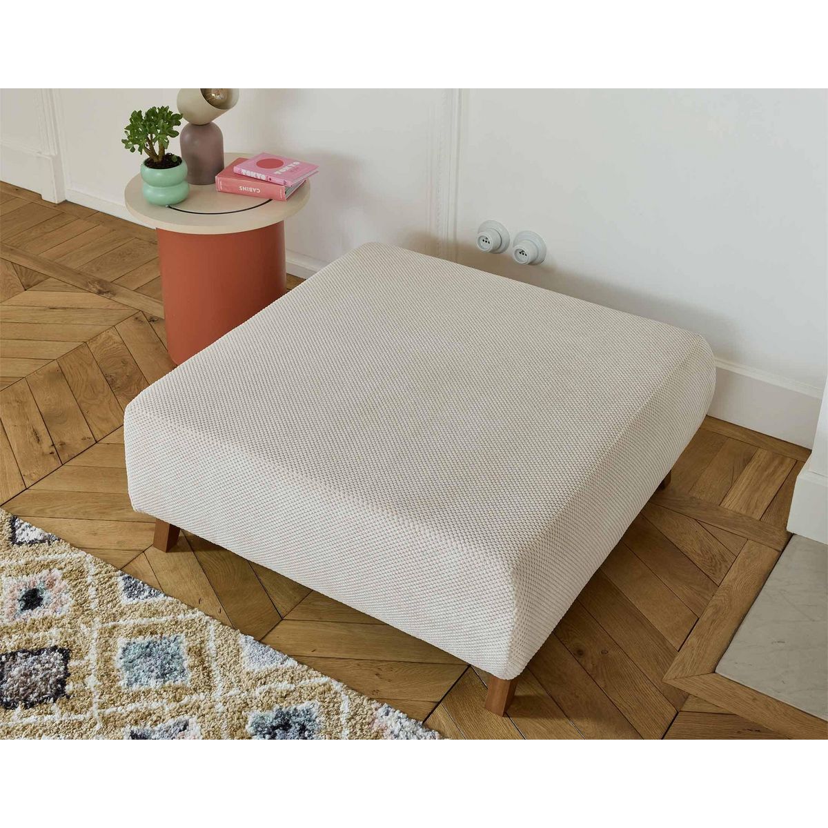 BEST MOBILIER Cristal - pouf modulable - 95 cm - en velours texturé