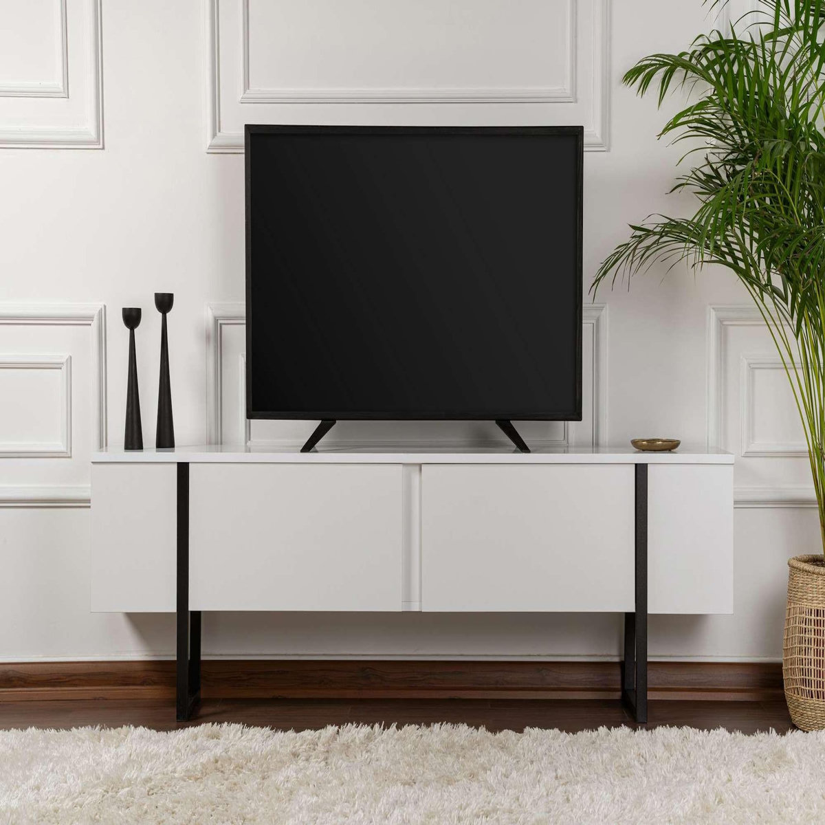 Habitat et Jardin Meuble TV en bois  Serenity  180 x 30 x 45 cm - Blanc