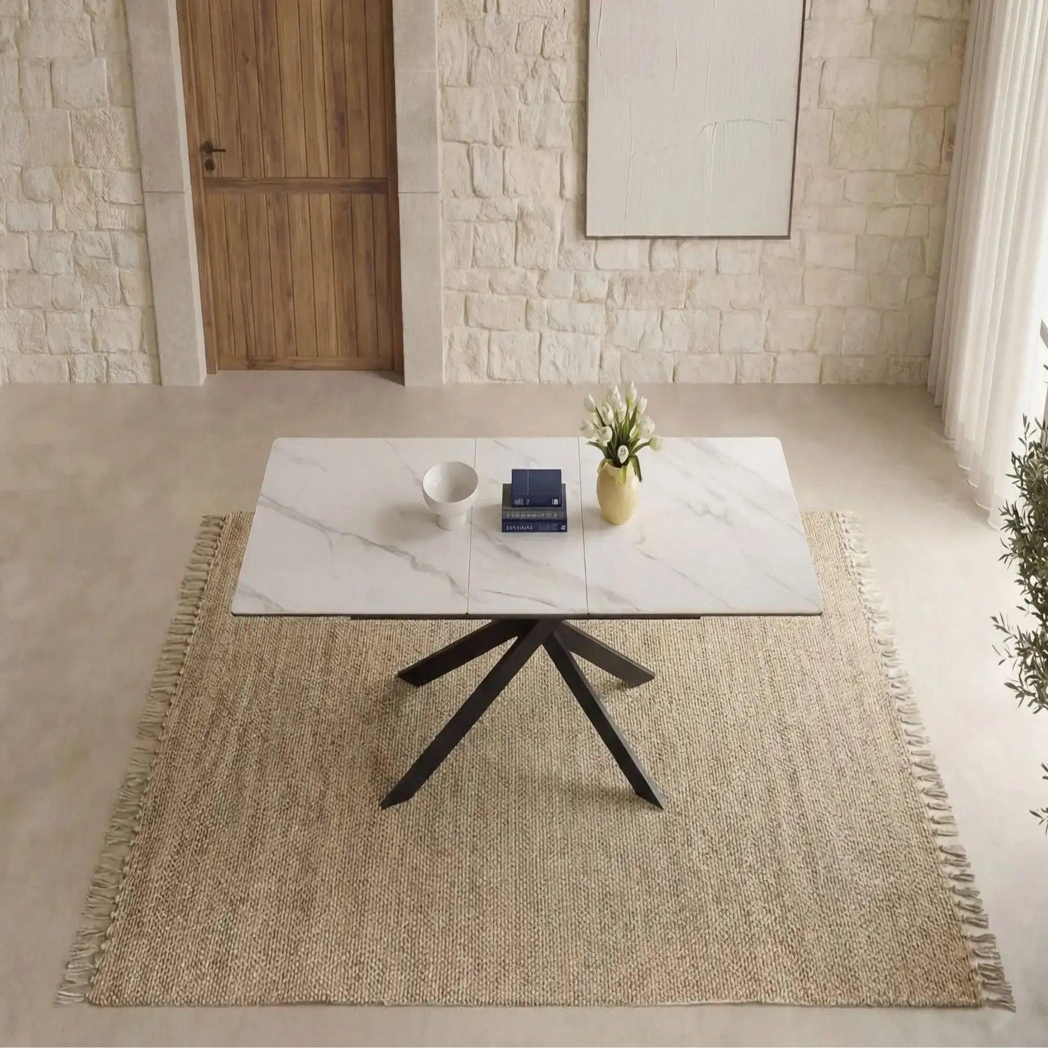Voir la diapositive 5 : CASANOVA PARIS Ava - table à manger rectangulaire extensible 160 à 200cm en céramique - blanc
