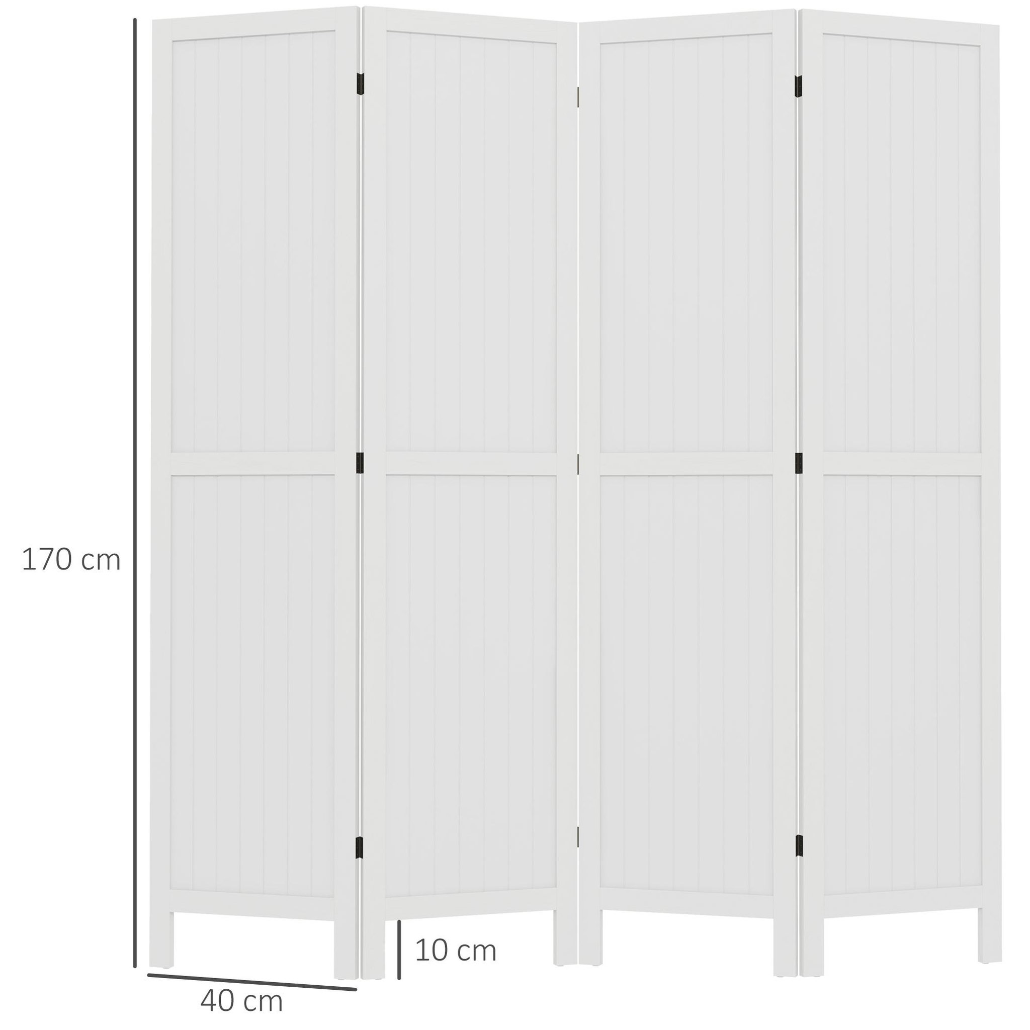 Voir la diapositive 3 : HOMCOM Paravent intérieur 4 panneaux style rustique chic - séparateur de pièce avec rainures verticales - bois de paulownia blanc