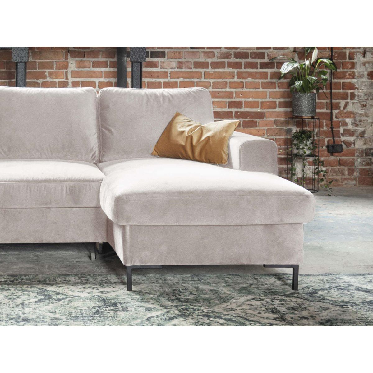 BEST MOBILIER Lilly - canapé d'angle droit - 4 places - convertible avec coffre - en velours