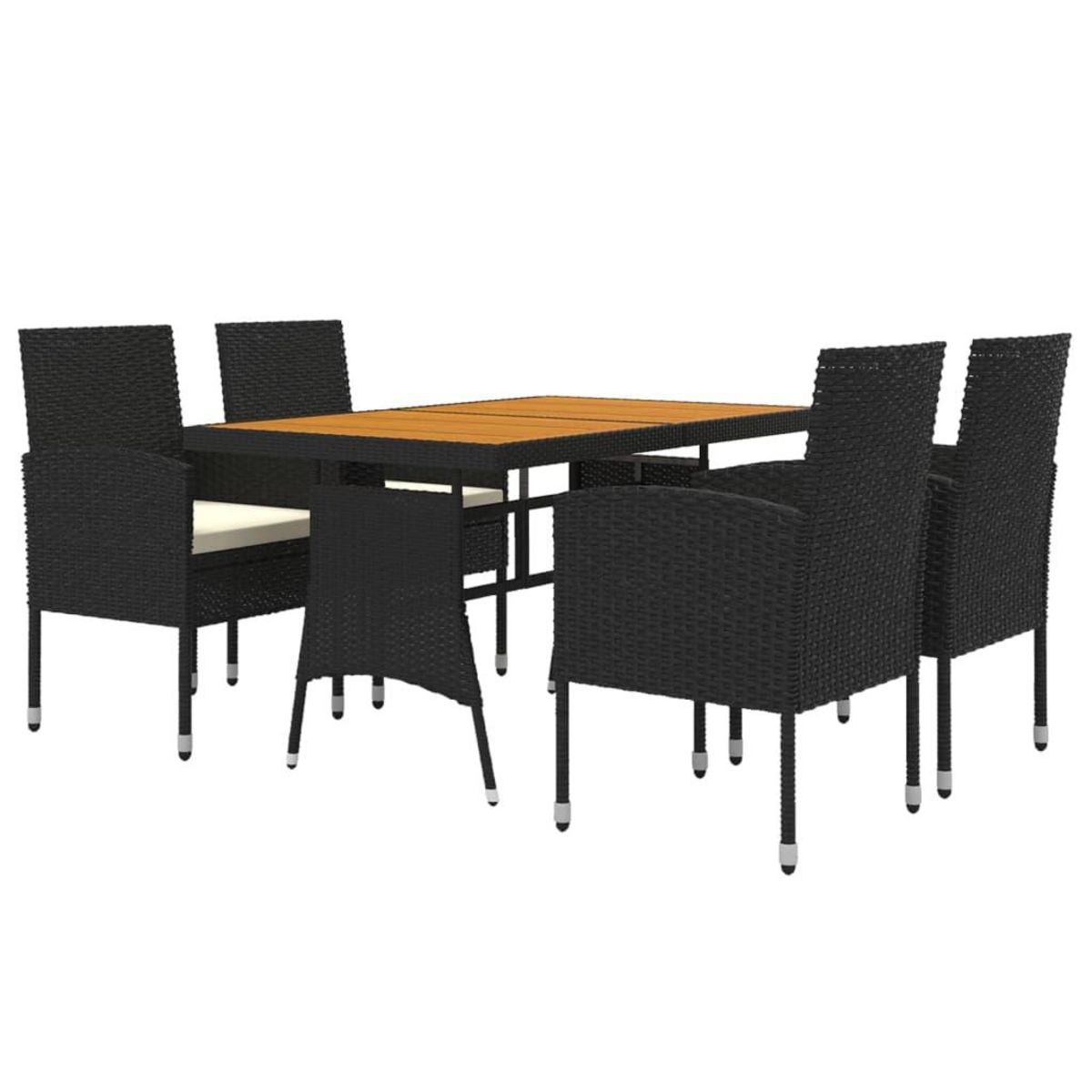 VIDAXL Mobilier a dîner d'exterieur 5 pcs Resine tressee Noir