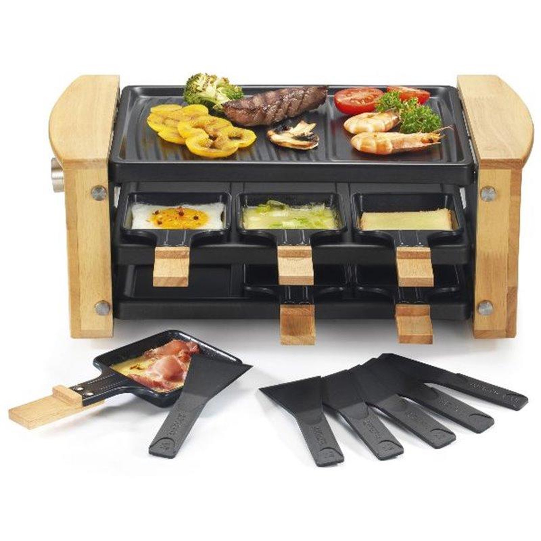 Voir la diapositive 2 : Kitchen chef Appareil à raclette 6 personnes 900w - KCWOOD.6RP