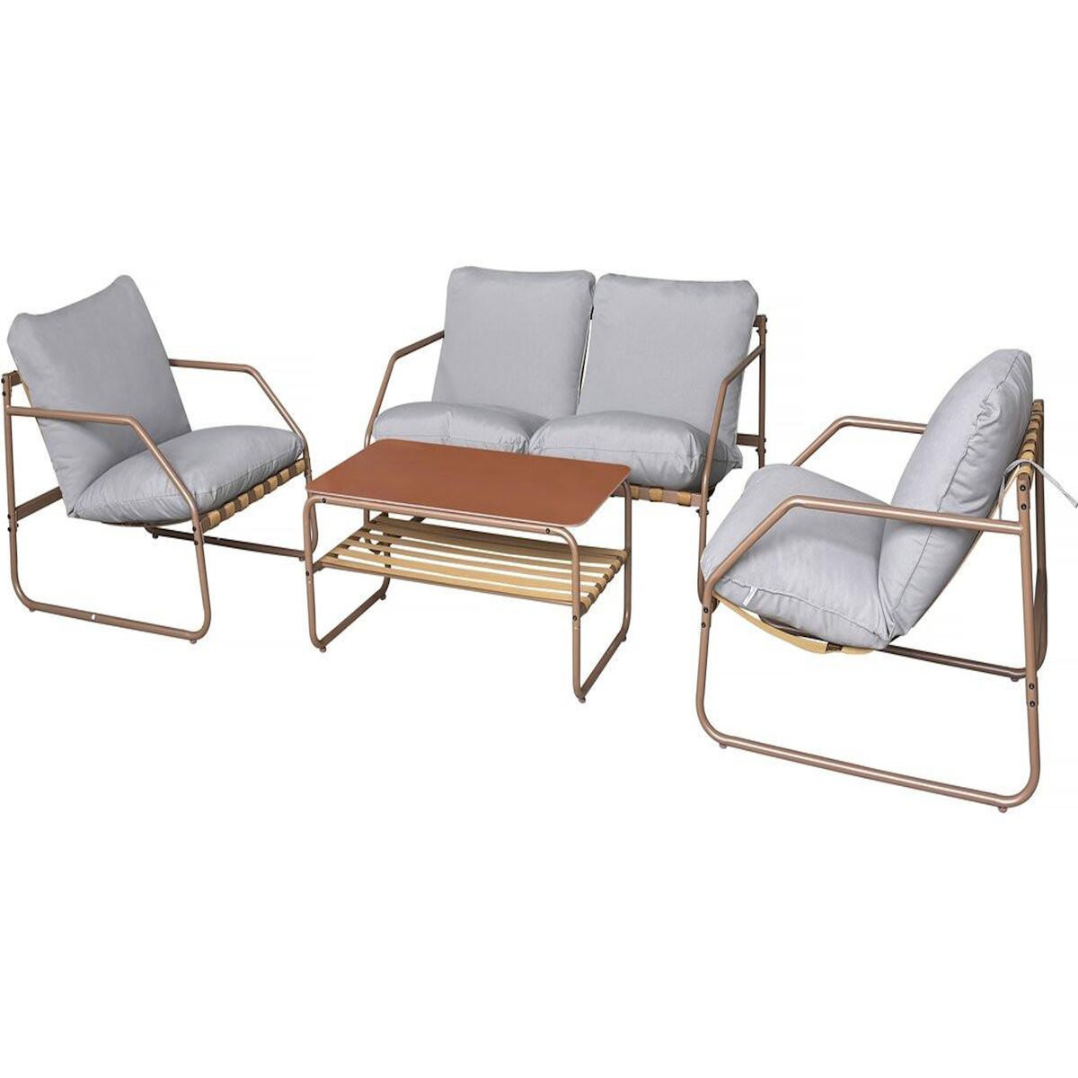 Habitat et Jardin Salon de jardin en métal avec coussins  Sora  - 4 places - Terracotta