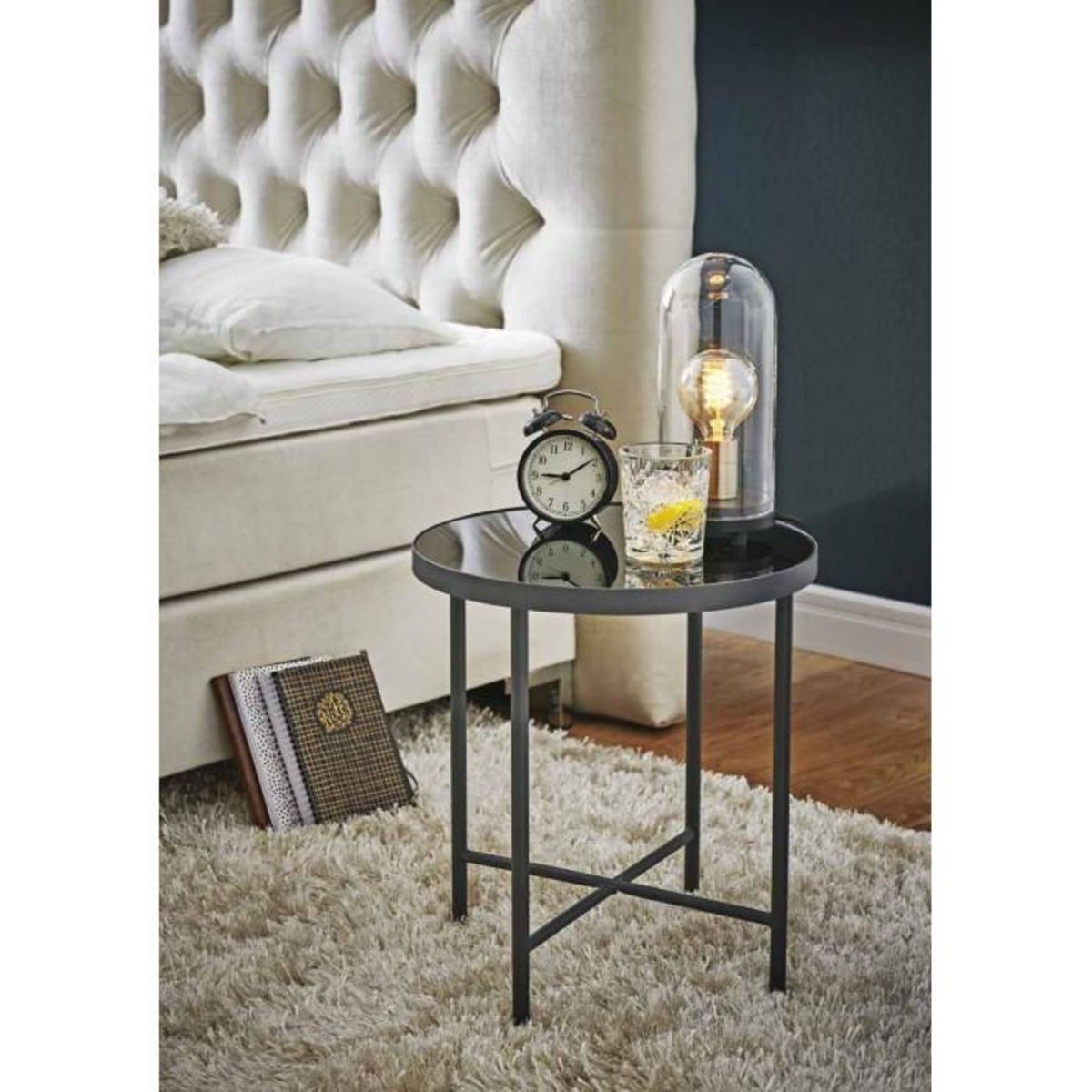 Paris Prix Table d'Appoint Design  Laila  47cm Noir