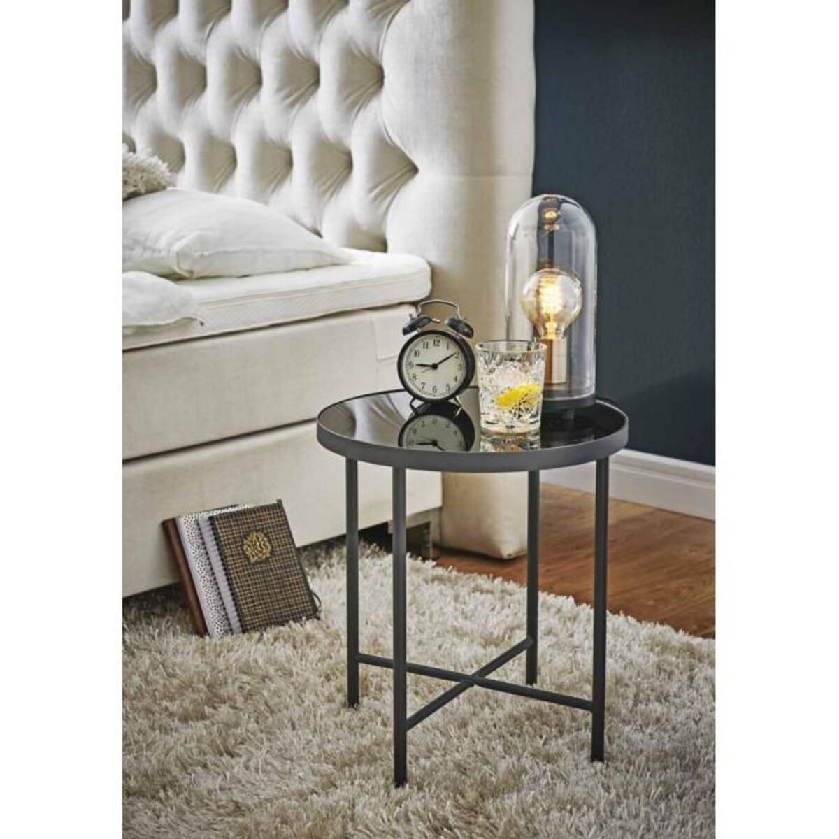 Paris Prix Table d'Appoint Design  Laila  47cm Noir