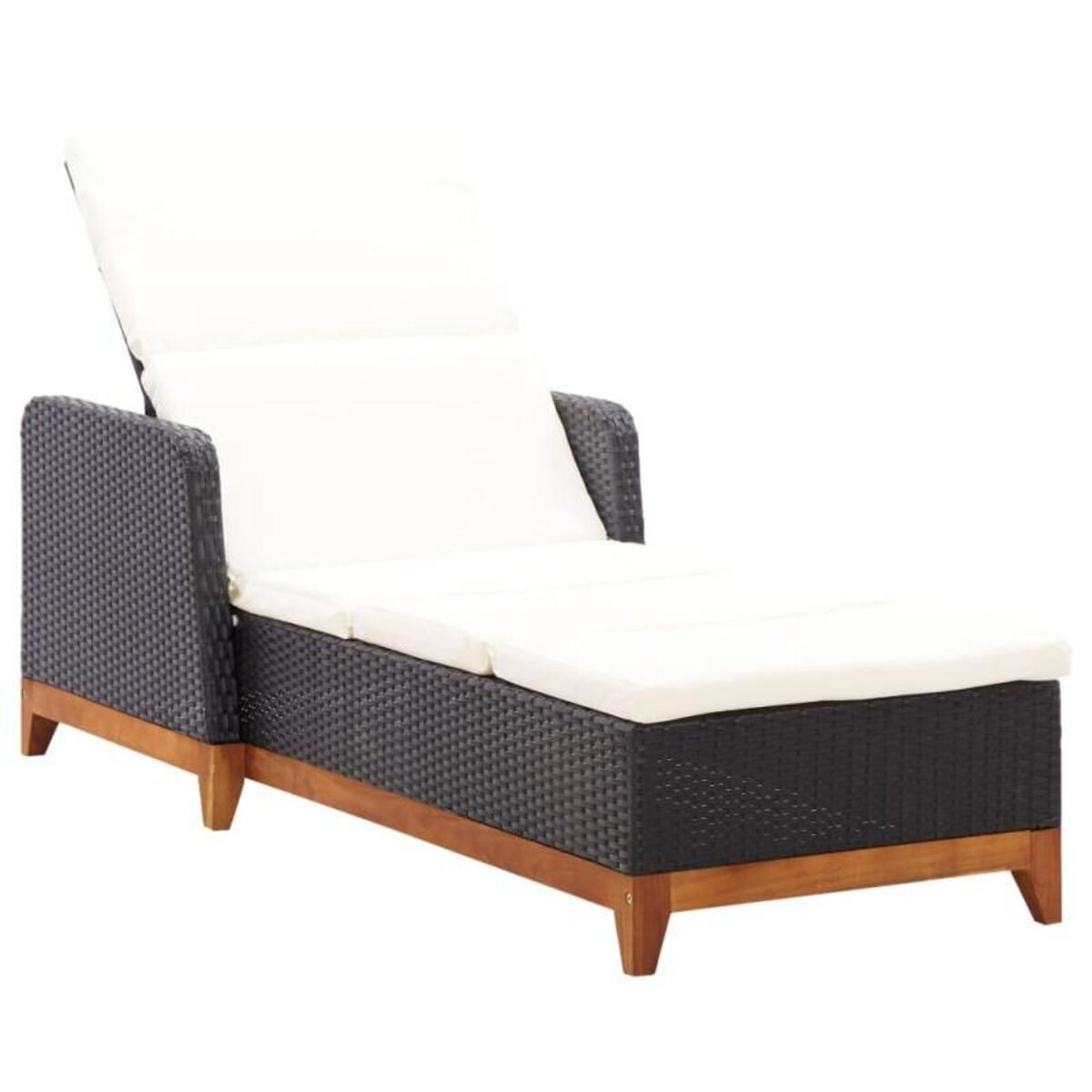 VIDAXL Chaise longue Résine tressée et bois d acacia massif Noir