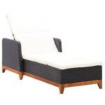 VIDAXL Chaise longue Résine tressée et bois d acacia massif Noir