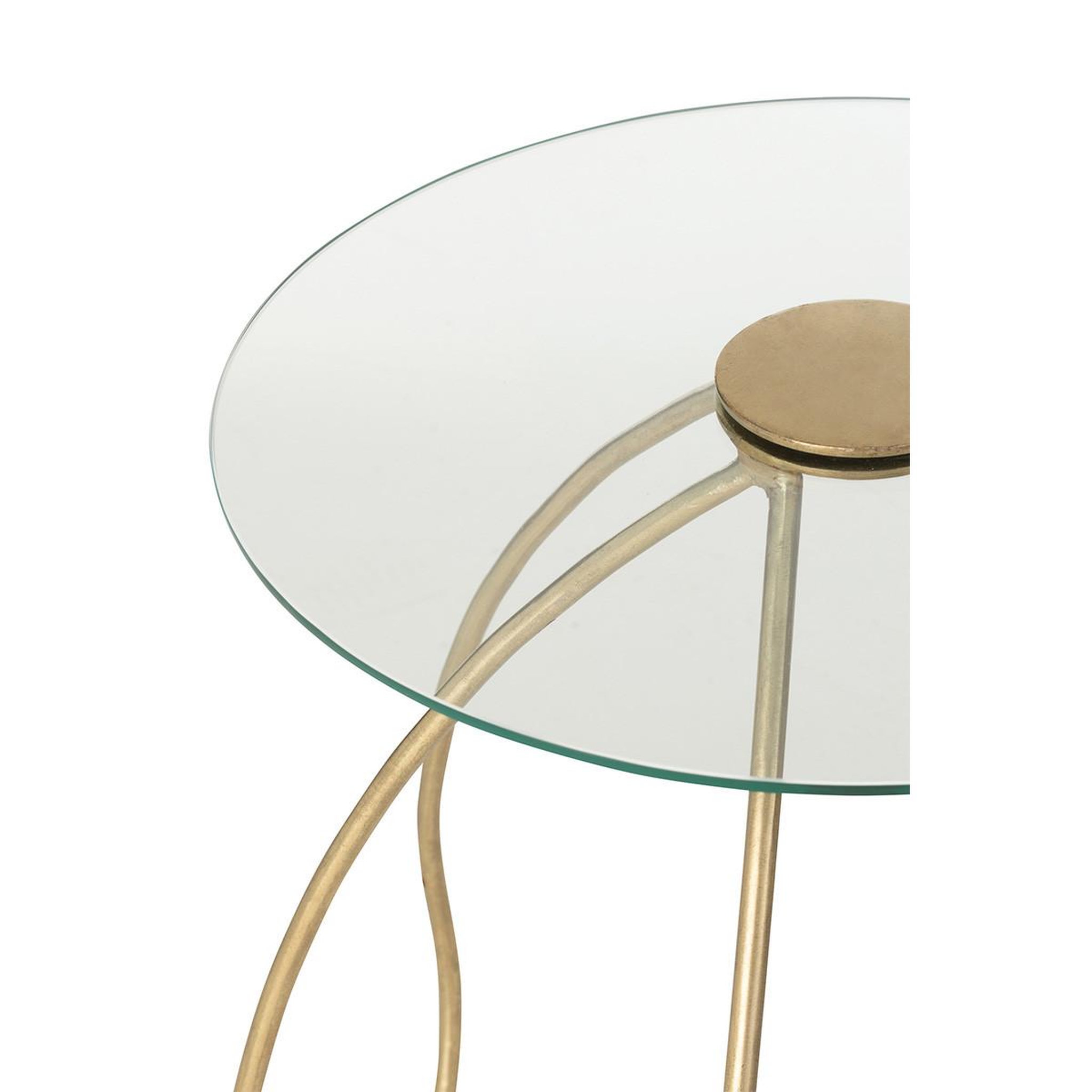 Voir la diapositive 5 : J-LINE Lot de 2 Tables d'Appoint en Verre  Médusa  54cm Or