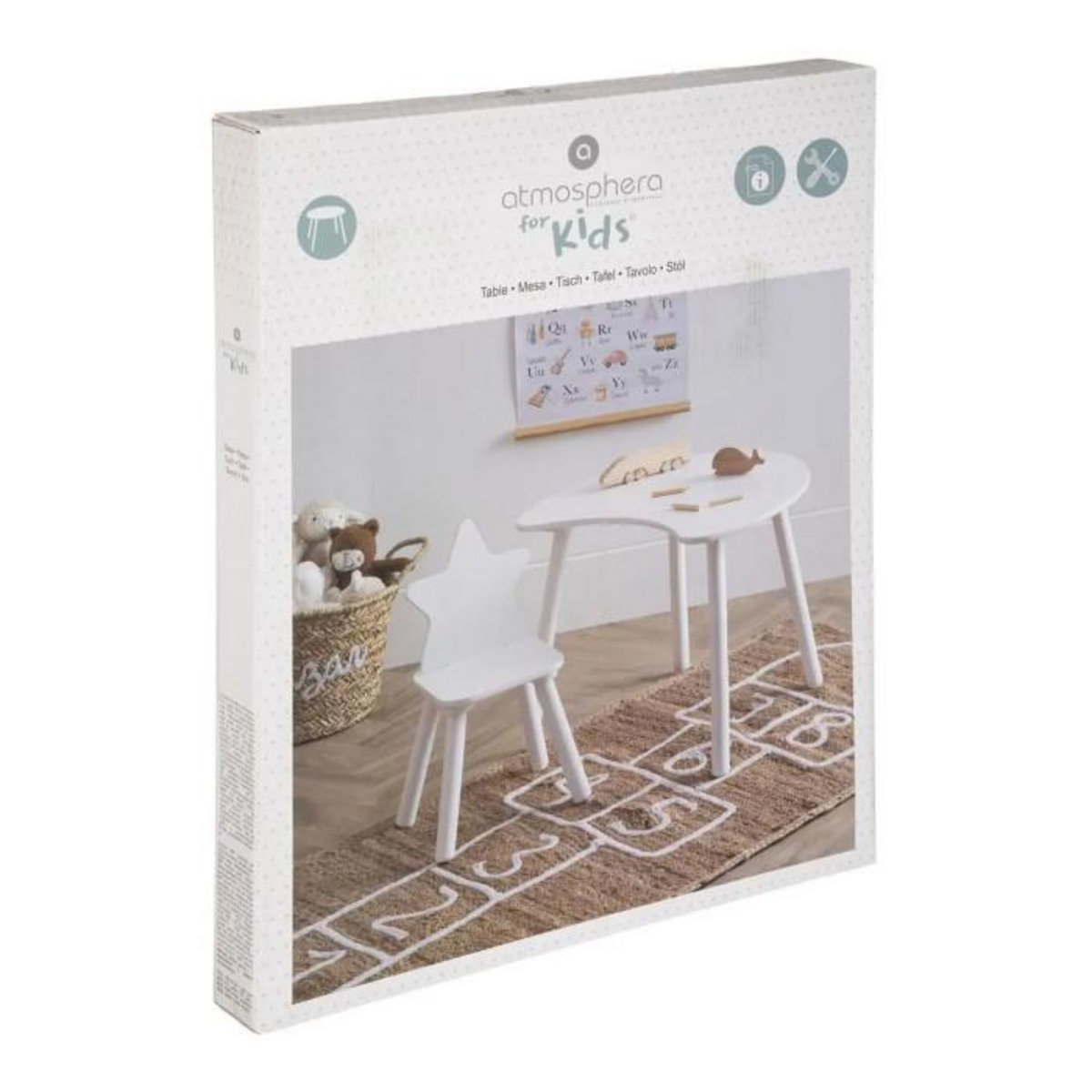 Atmosphera Kids Table Enfant Lune  Douceur  60cm Blanc