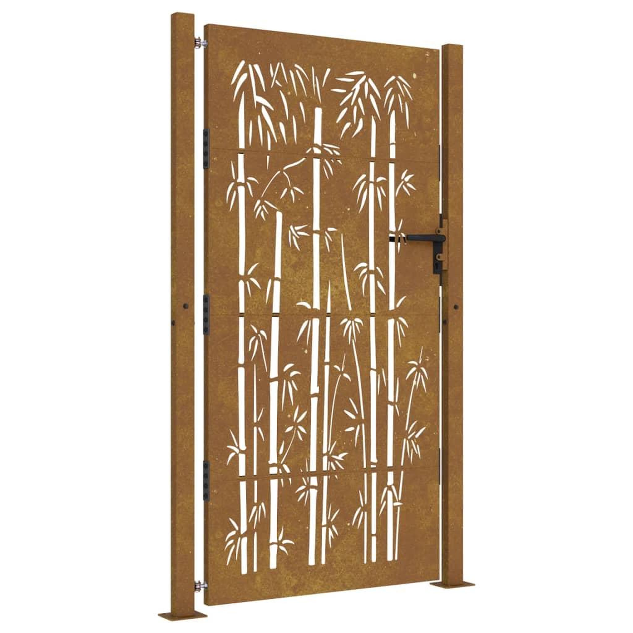 Voir la diapositive 2 : VIDAXL Portail de jardin 105x205 cm acier corten design de bambou