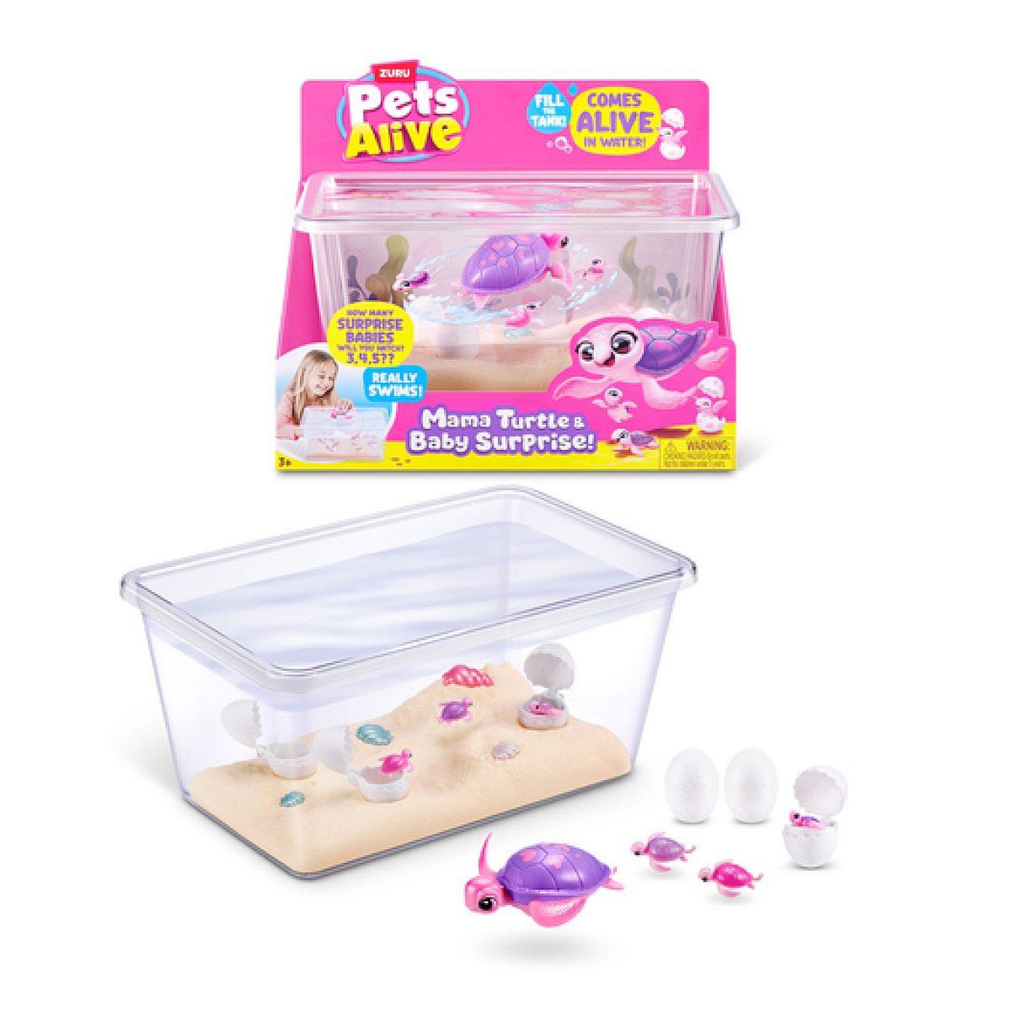 ZURU Pets alive mama turtle surprise