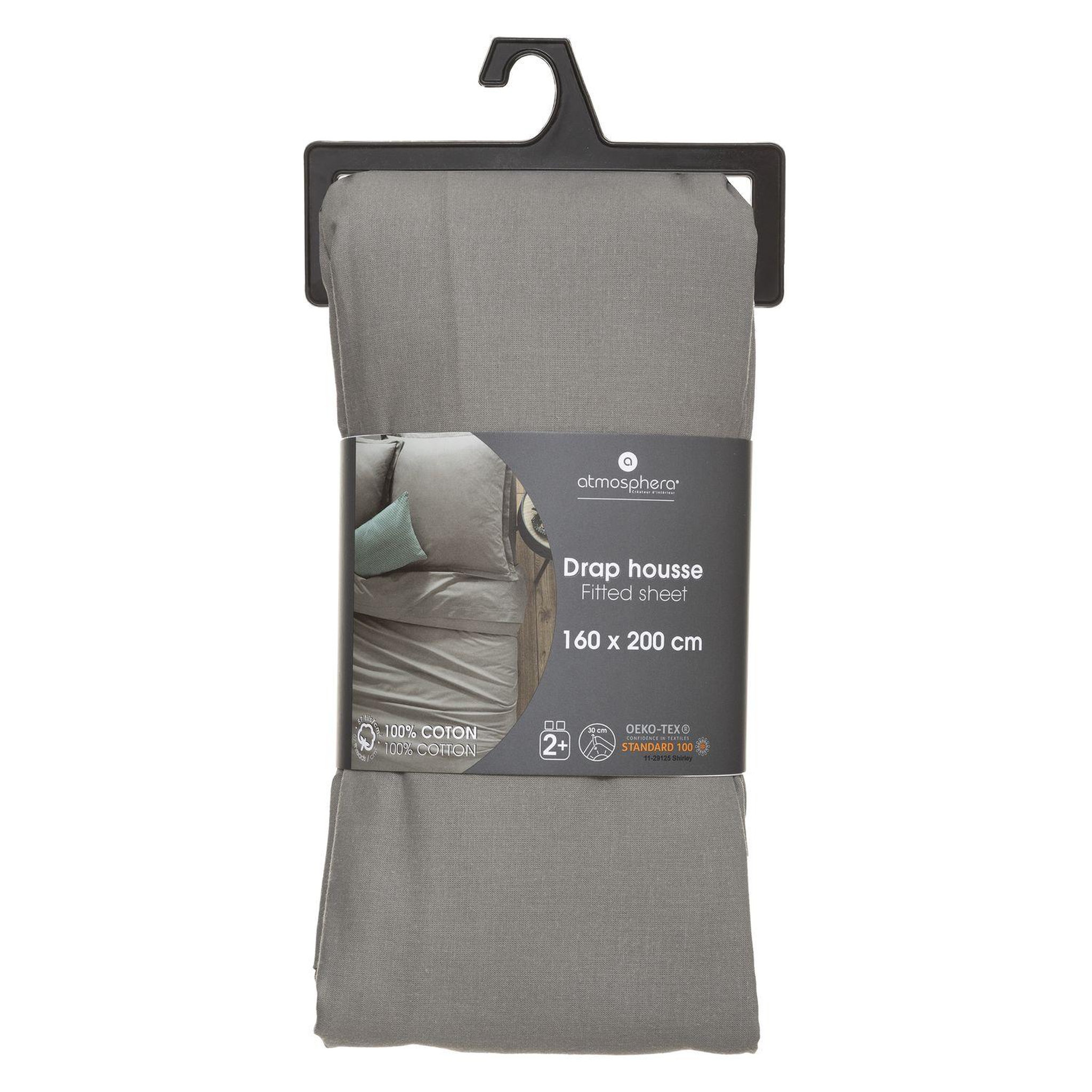 Voir la diapositive 2 : ATMOSPHERA Drap Housse bonnet 30 cm 100% Coton Esther