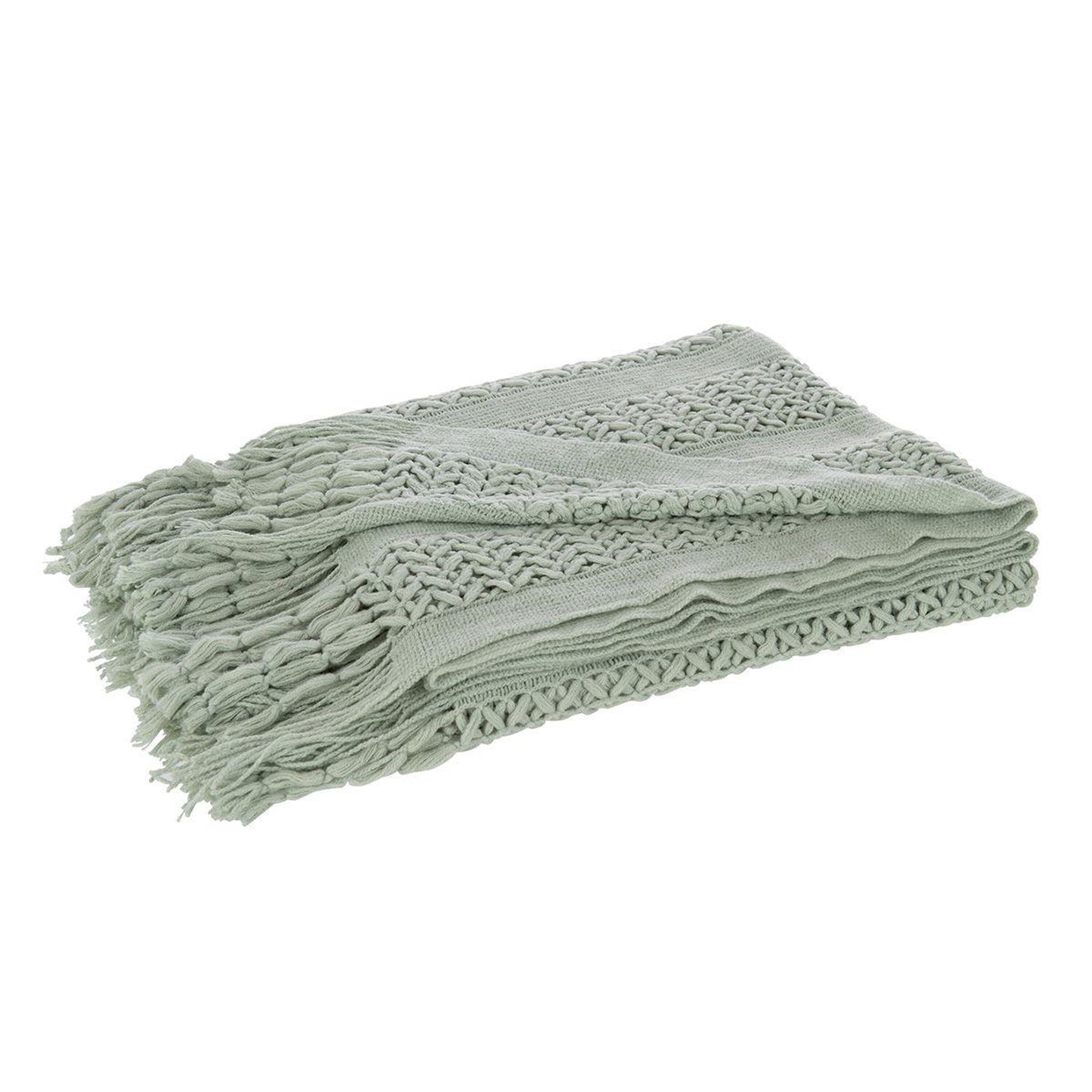 Voir la diapositive 2 : J-LINE Plaid déco tricot  abby  143x195cm vert clair