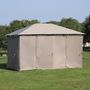Voir la diapositive 4 : OUTSUNNY Tonnelle barnum pavillon de jardin style colonial double toit toiles latérales amovibles taupe