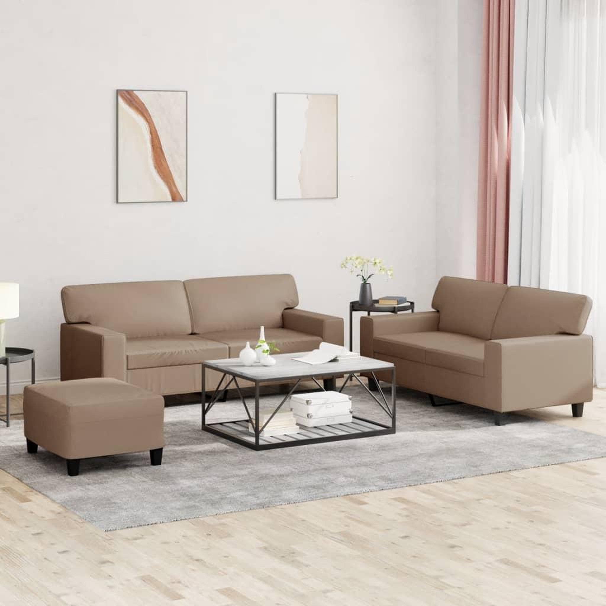 VIDAXL Ensemble de canapes 3 pcs cappuccino similicuir