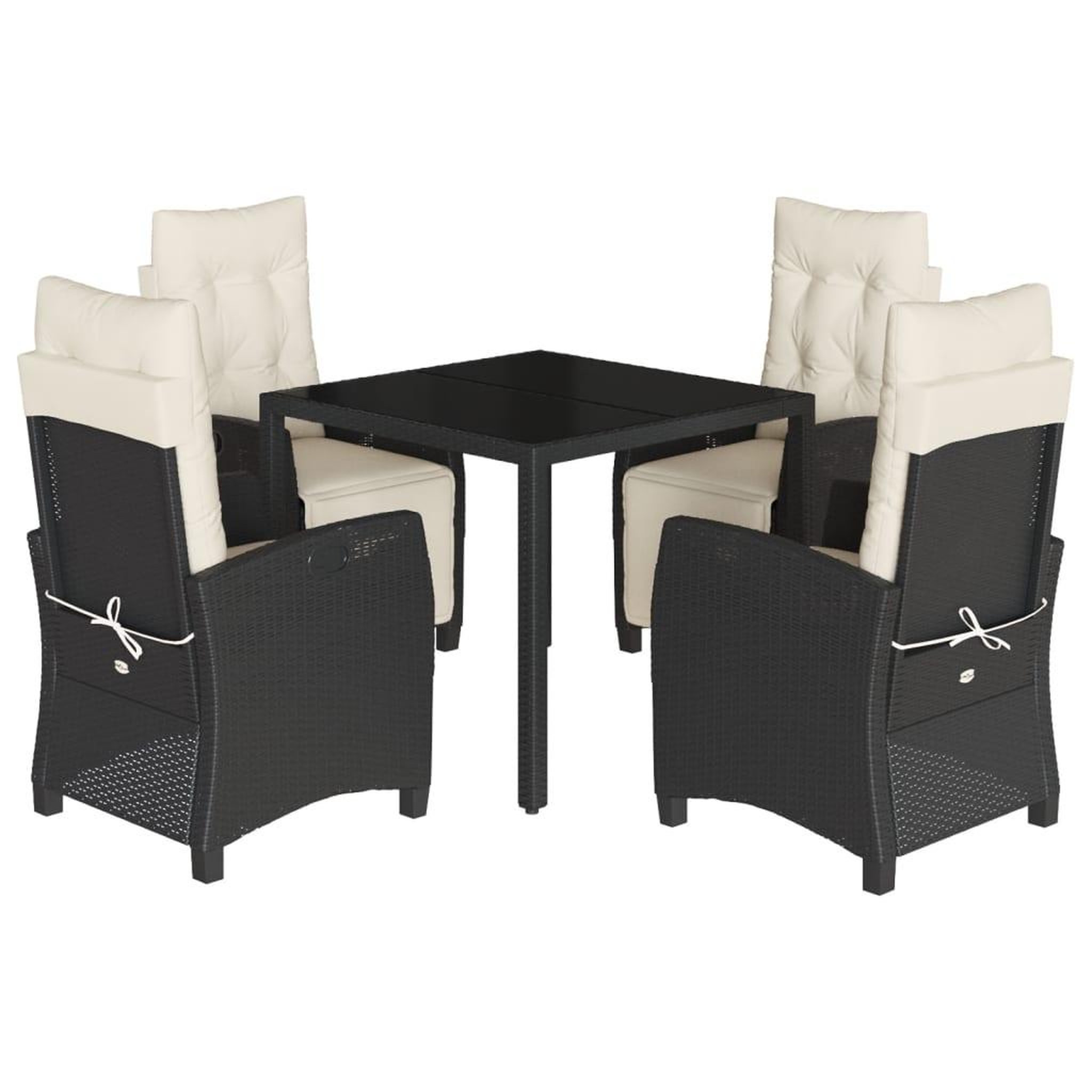 Voir la diapositive 2 : VIDAXL Ensemble a manger de jardin coussins 5pcs Noir Resine tressee