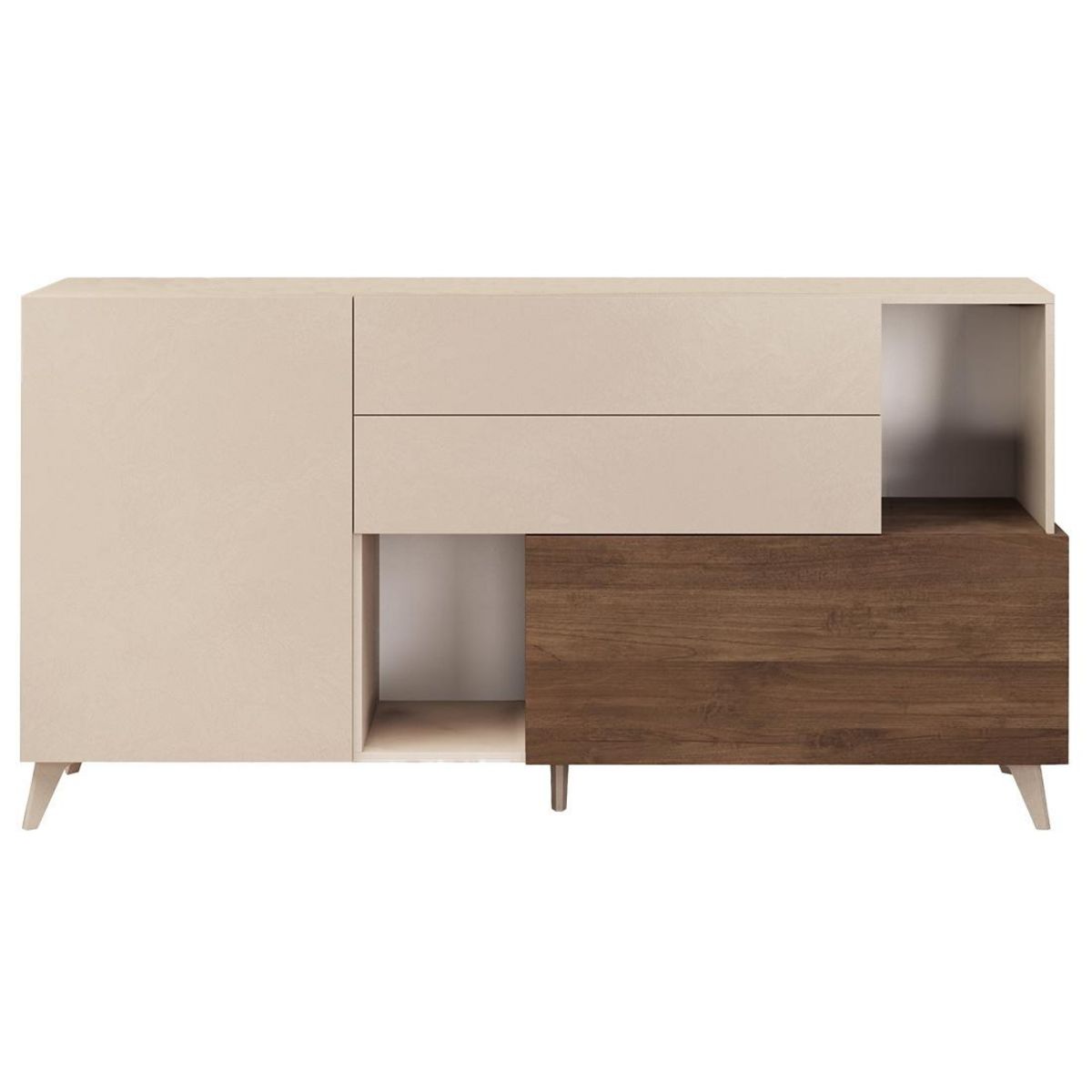 BEST MOBILIER Estelle - buffet bas - 2 portes et 2 tiroirs - 181 cm