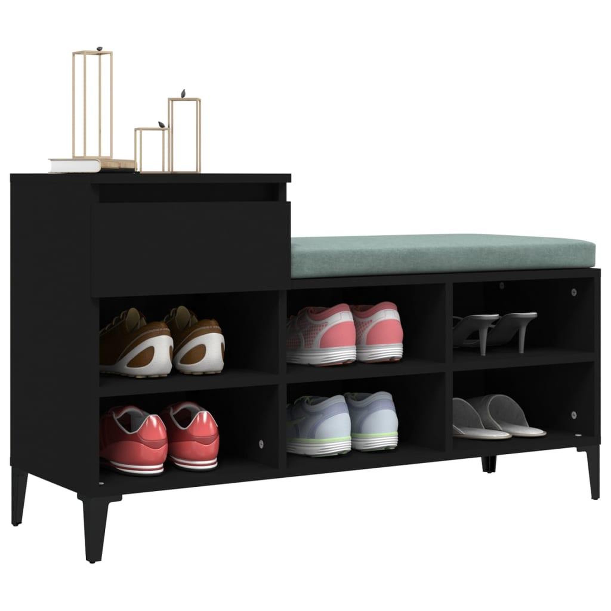 Voir la diapositive 4 : VIDAXL Armoire a chaussures Noir 102x36x60 cm Bois d'ingenierie