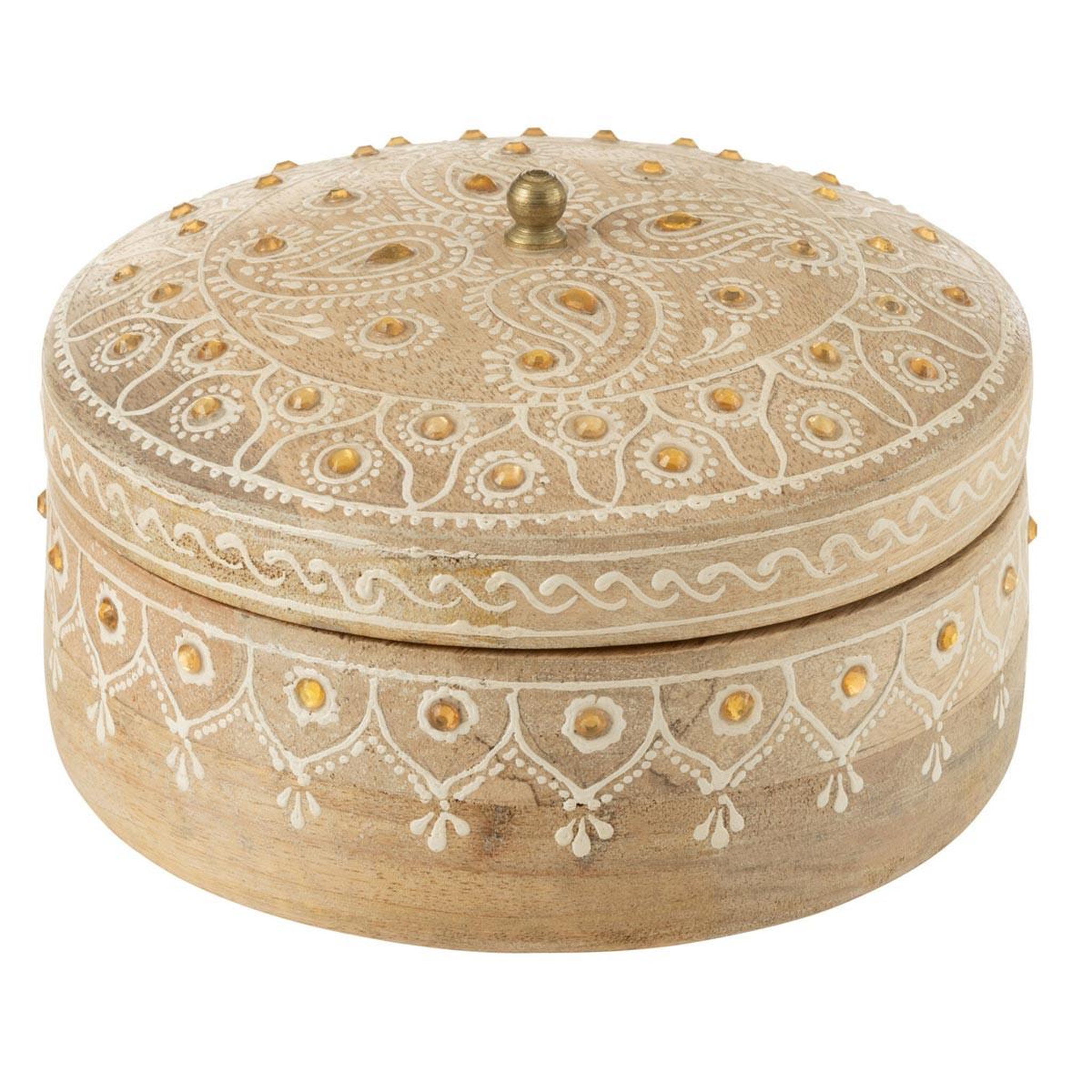J-LINE Boîte déco en bois  perle du sahara  14cm naturel