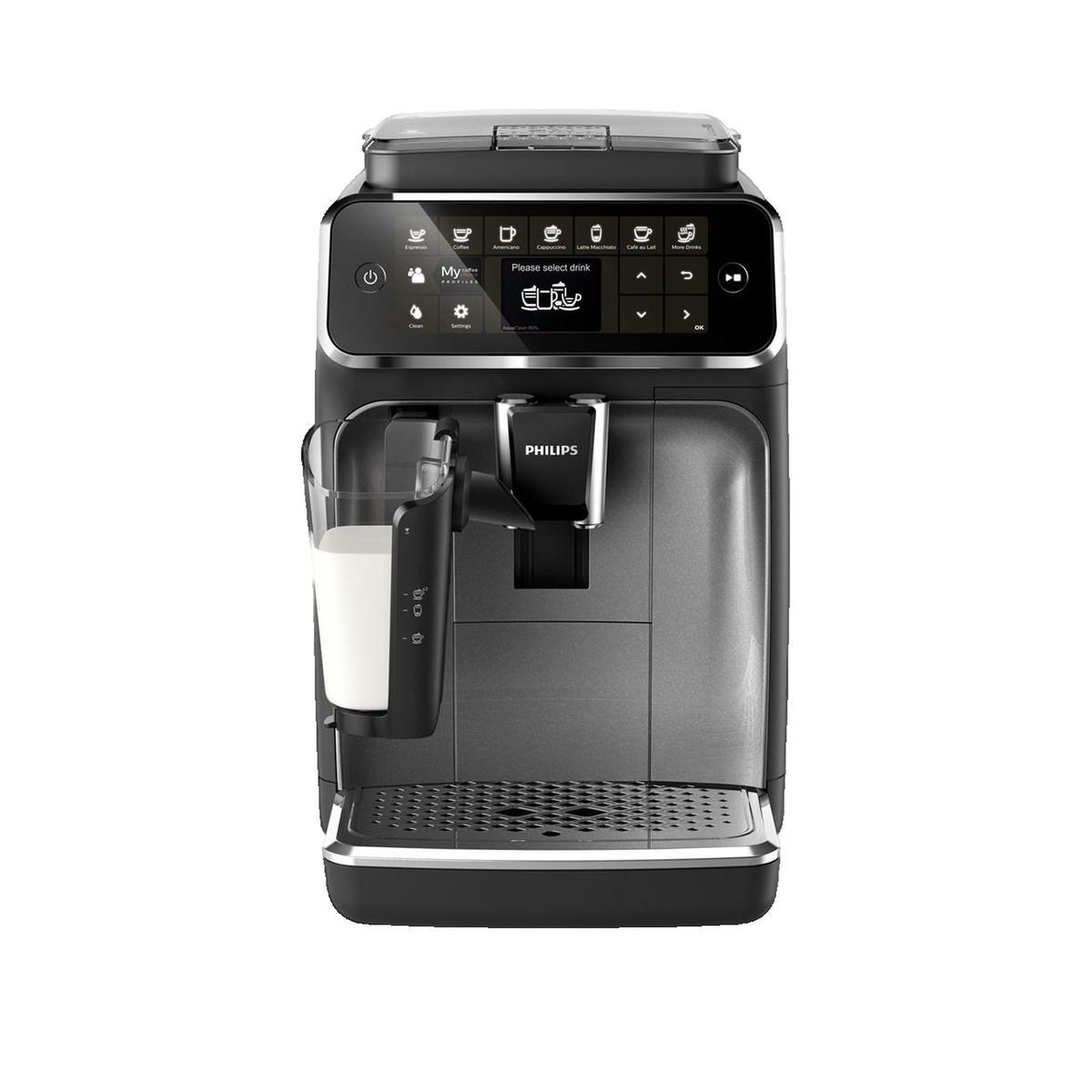 Voir la diapositive 3 : Philips Machine à café entièrement automatique Philips 4300 Series EP4346/71 noire et argent