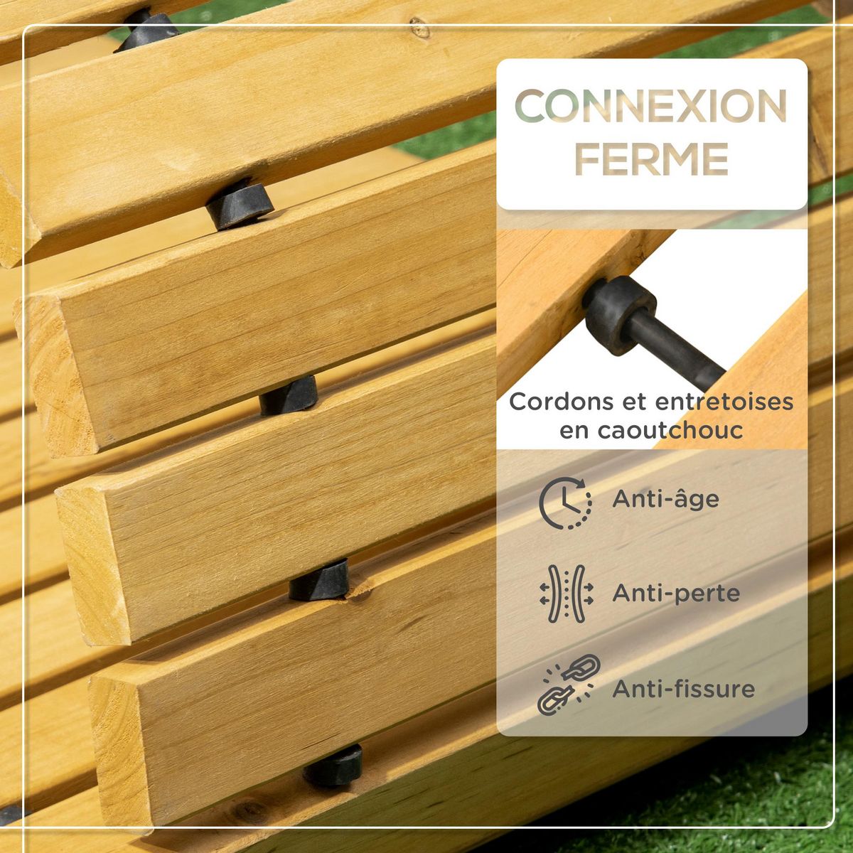 OUTSUNNY Allée chemin de jardin en lattes de bois enroulable - dim. 185L x 60l x 1,9H cm - bois de sapin pré-huilé