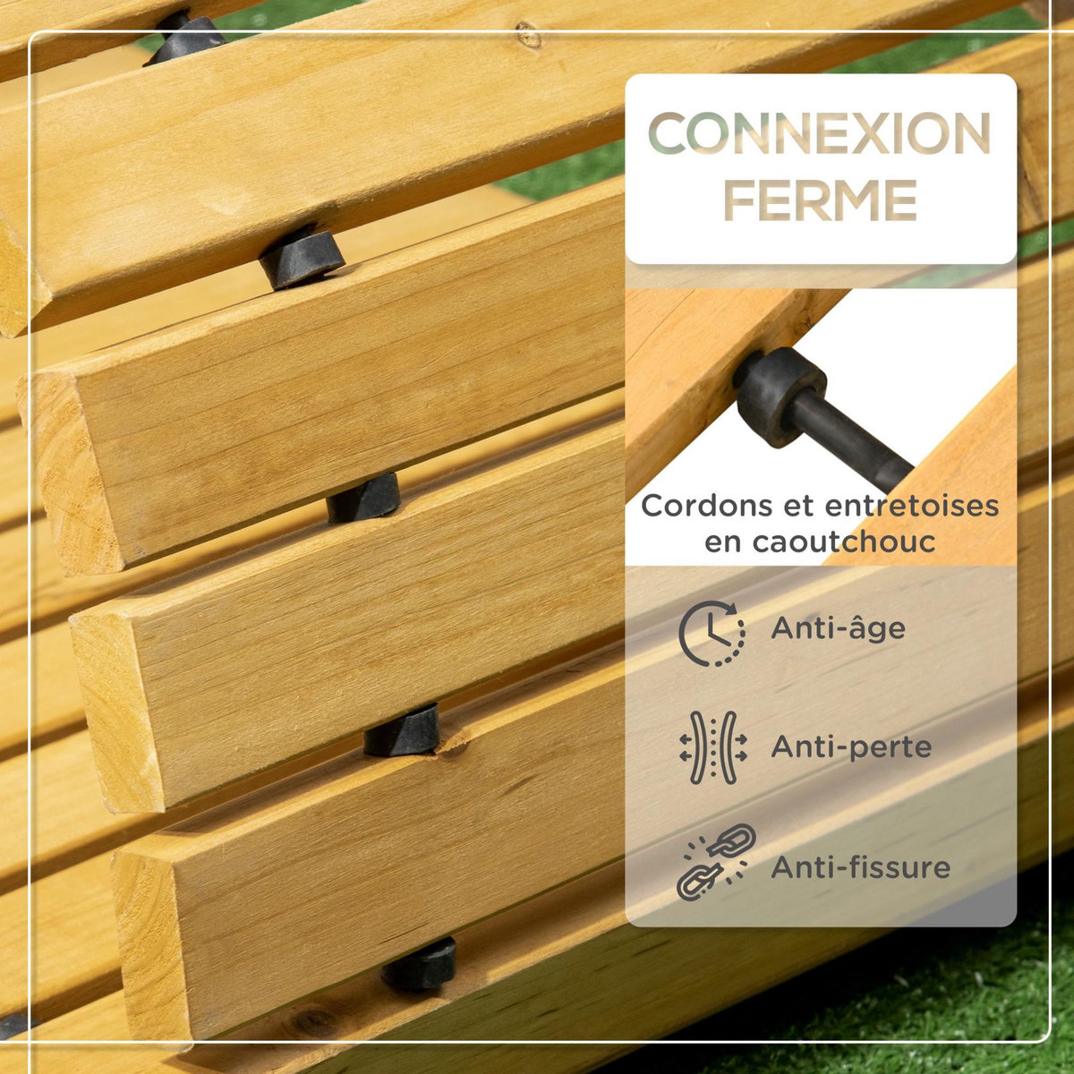 OUTSUNNY Allée chemin de jardin en lattes de bois enroulable - dim. 185L x 60l x 1,9H cm - bois de sapin pré-huilé