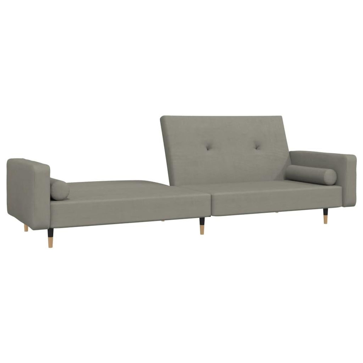 VIDAXL Canape-lit a 2 places avec deux oreillers Gris clair Velours